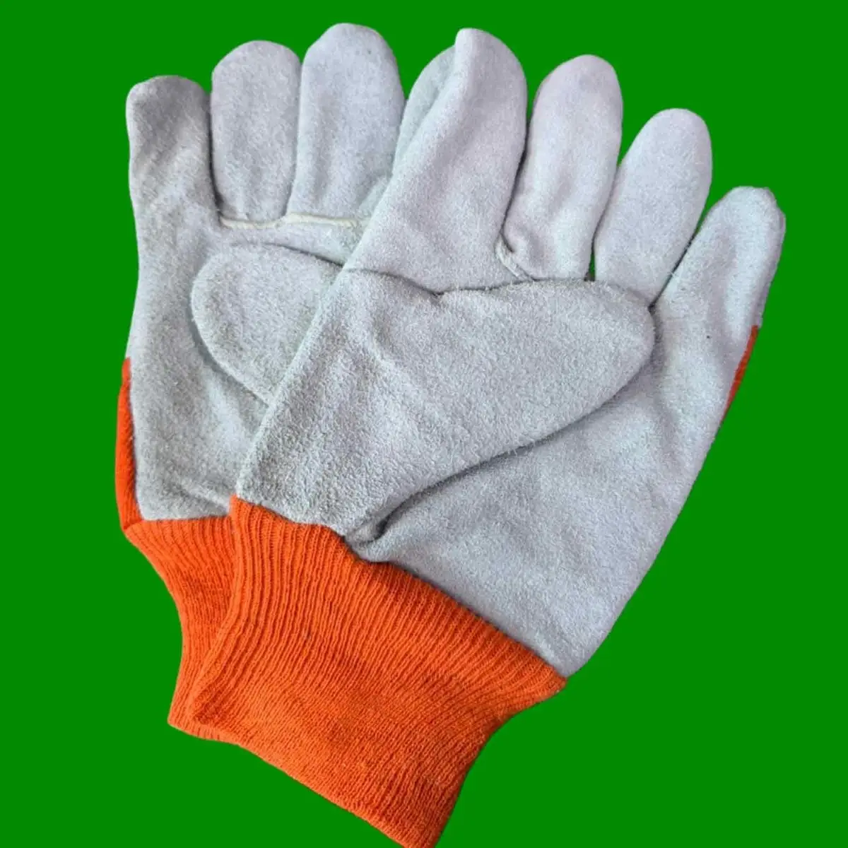 2x Pair Large Chrome Leather Palm Work Builder Gloves Cotton Back, Knitted Wrist - image 3 | Free standard UK delivery included | Discount Quality Products