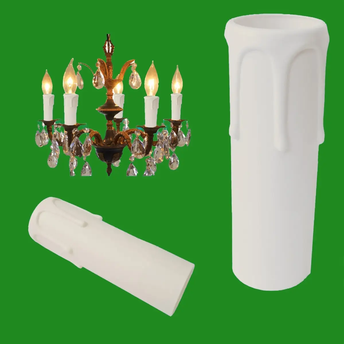 8x White Drip Candle Sleeve Wax Effect Chandelier Light Bulb Cover 105mm x 27mm