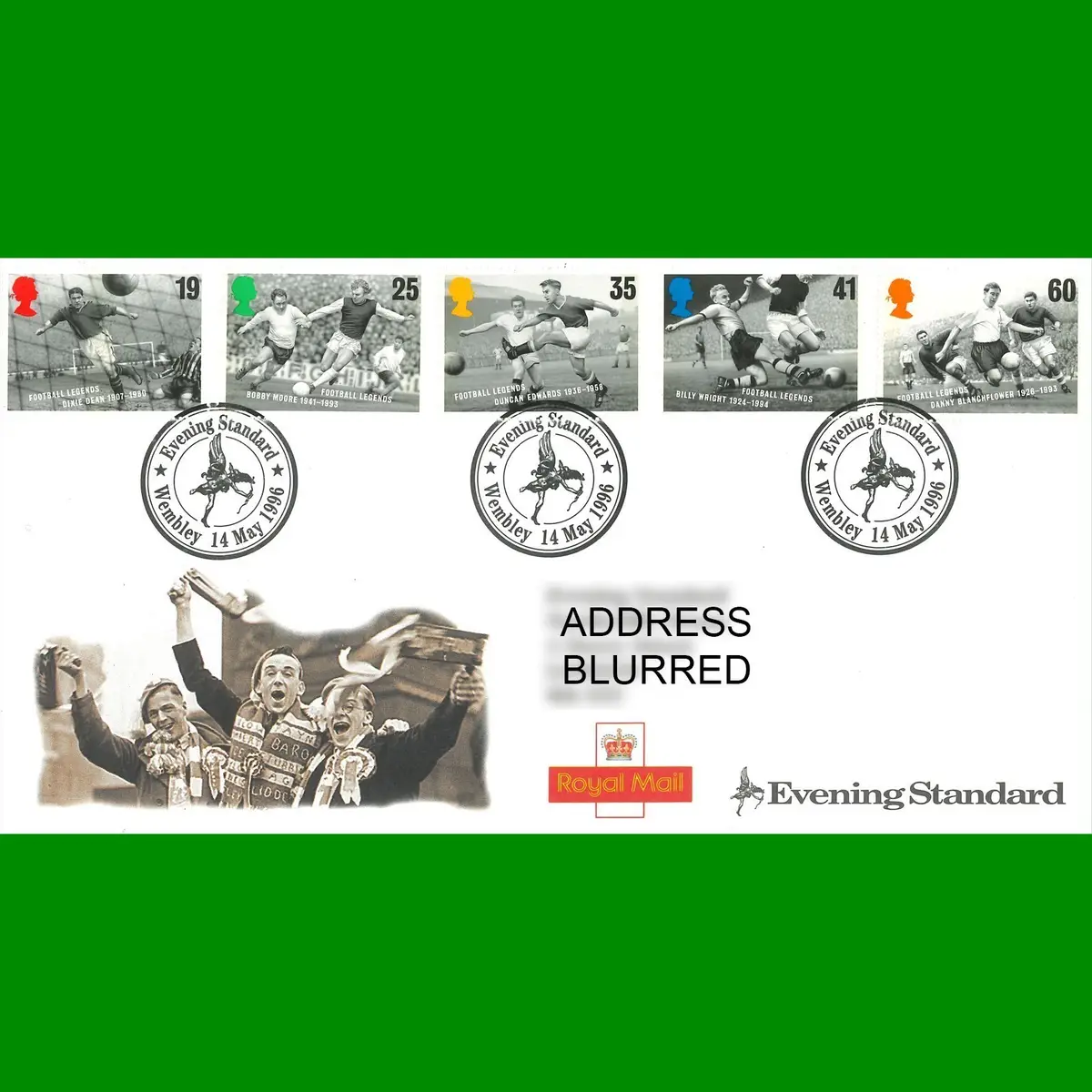 FDC Football Legends Evening Standard Royal Mail First Day Cover, 14.5.1996