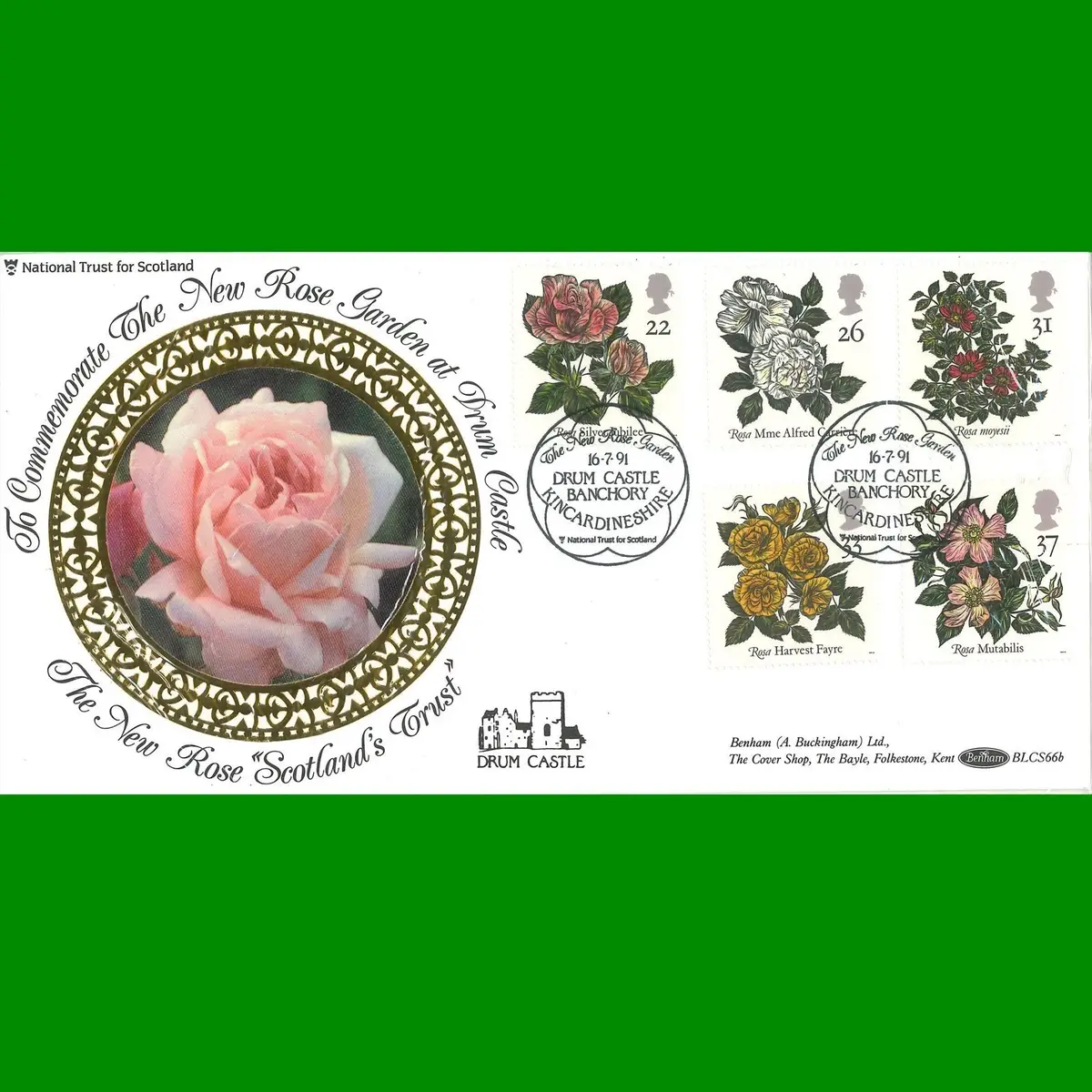 FDC Drum Castle New Rose Garden Commemorative First Day Cover Stamps, 16.7.1991