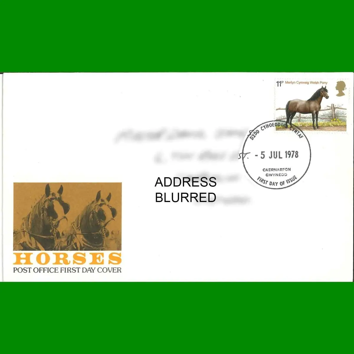 FDC Horses Commemorative Post Office First Day Cover Stamps, 5.7.1978