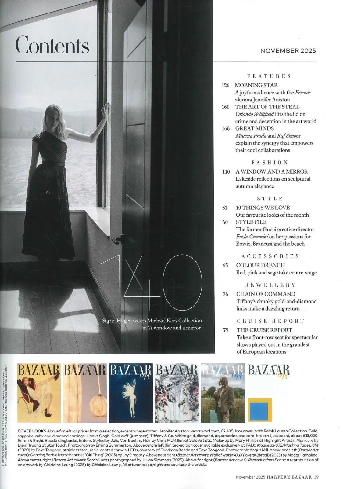 Harper's Bazaar Magazine: Jennifer Aniston, Miuccia Prada, Fashion, Nov 2025 - image 2 | Free standard UK delivery included | Discount Quality Products