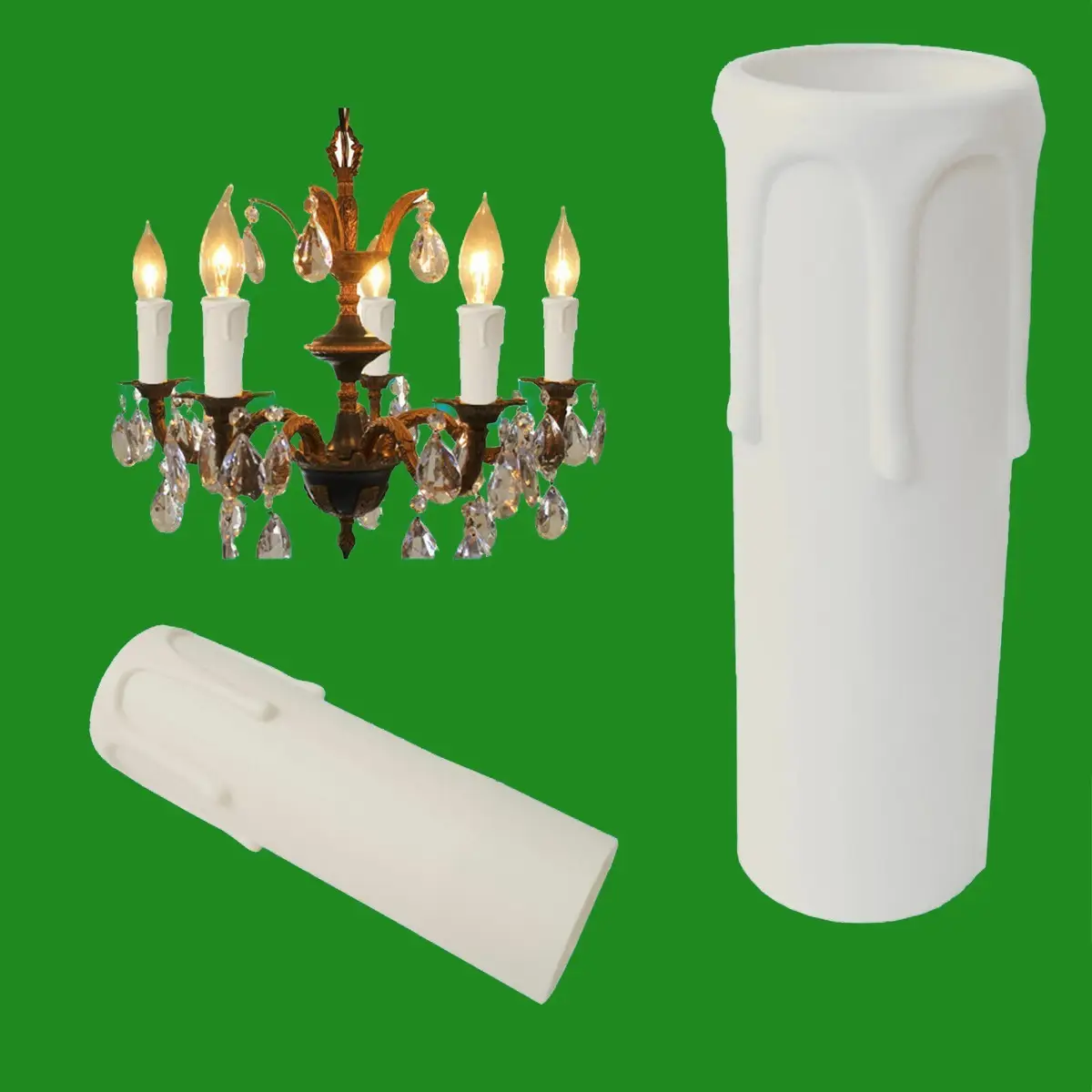 50x White Drip Candle Sleeve Wax Effect Chandelier Light Bulb Cover 90mm x 27mm