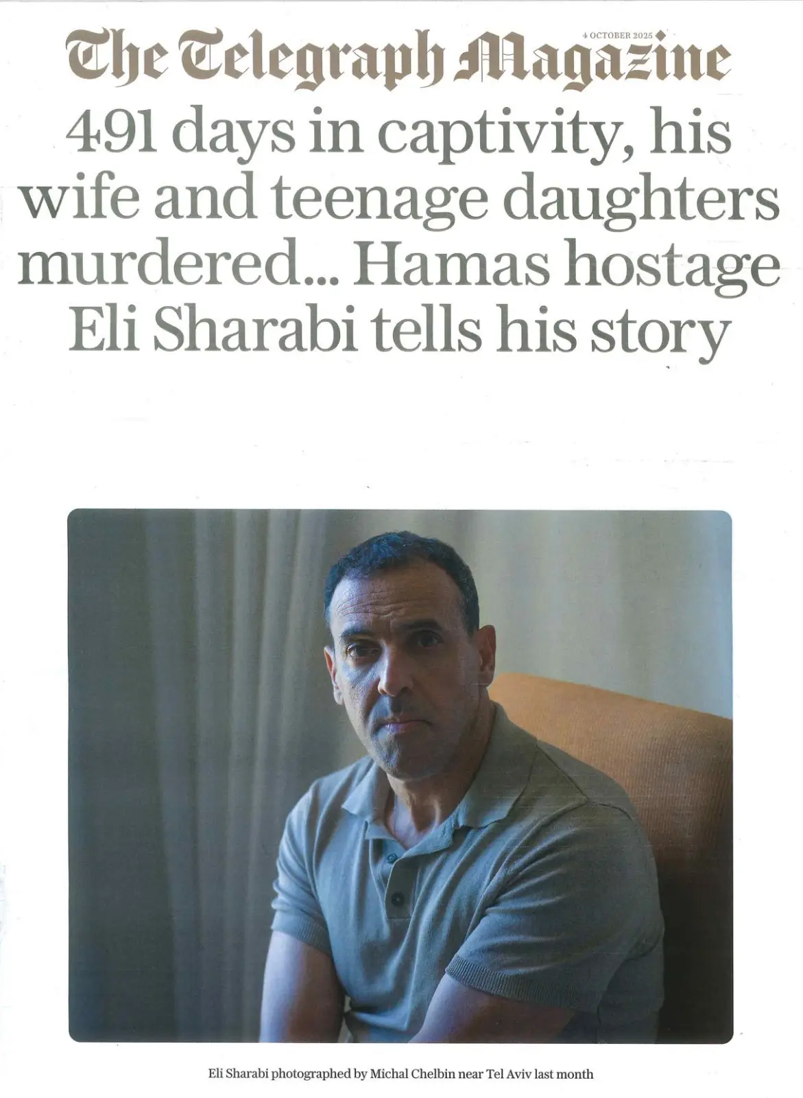 Telegraph Magazine: Hamas Hostage Eli Sharabi, Alan Davies, R. Madeley, 4.10.25 - Free standard UK delivery included | Discount Quality Products