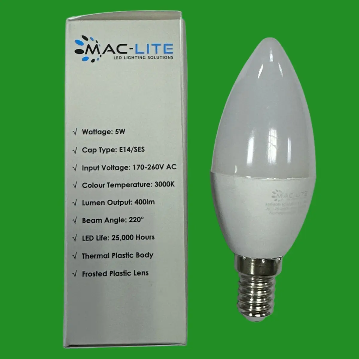 6x 5W (=40W) LED Candle Light Bulbs 3000K Warm White SES E14 Small Edison Screw - image 2 | Free standard UK delivery included | Discount Quality Products