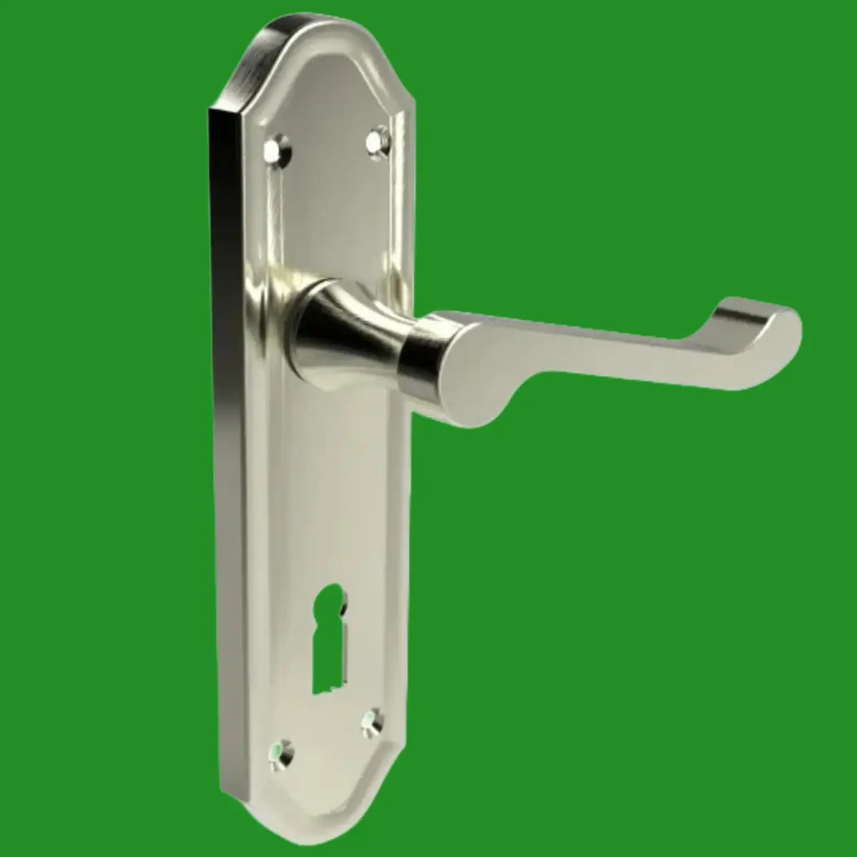 Frelan Sherborne Scroll Lever Door Handle on Lock Plate Set Polished Nickel
