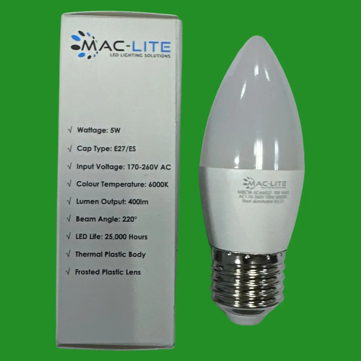 6x 5W (=40W) LED Candle Light Bulb 6000K Cool Daylight White ES E27 Edison Screw - image 2 | Free standard UK delivery included | Discount Quality Products