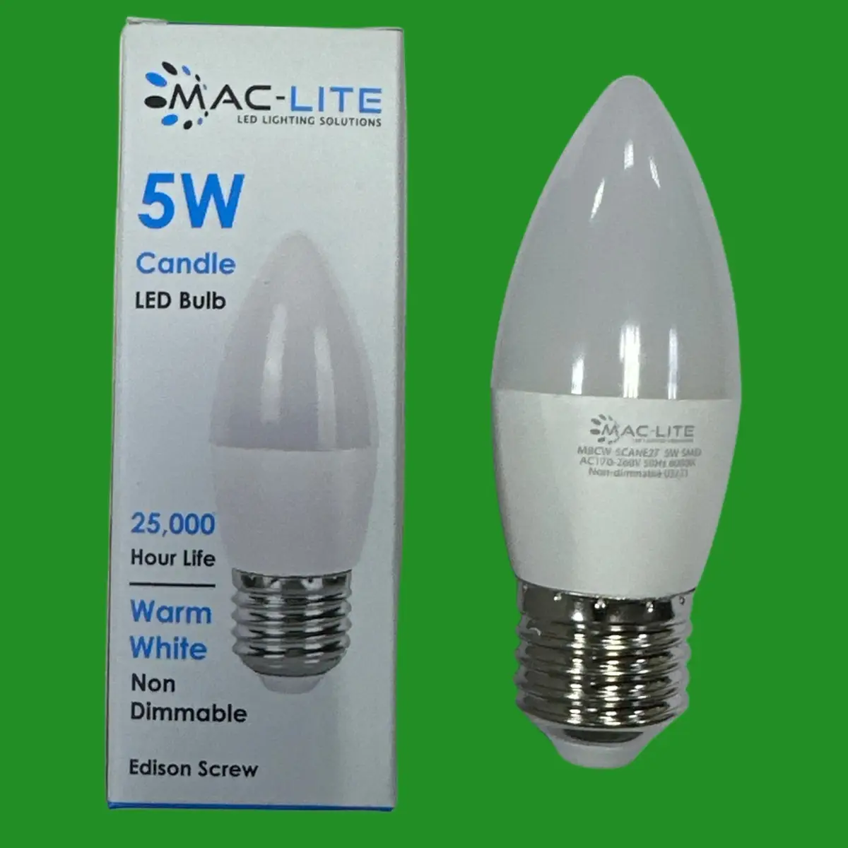 6x 5W (=40W) LED Candle Light Bulb 3000K Warm White ES E27 Edison Screw Lamp