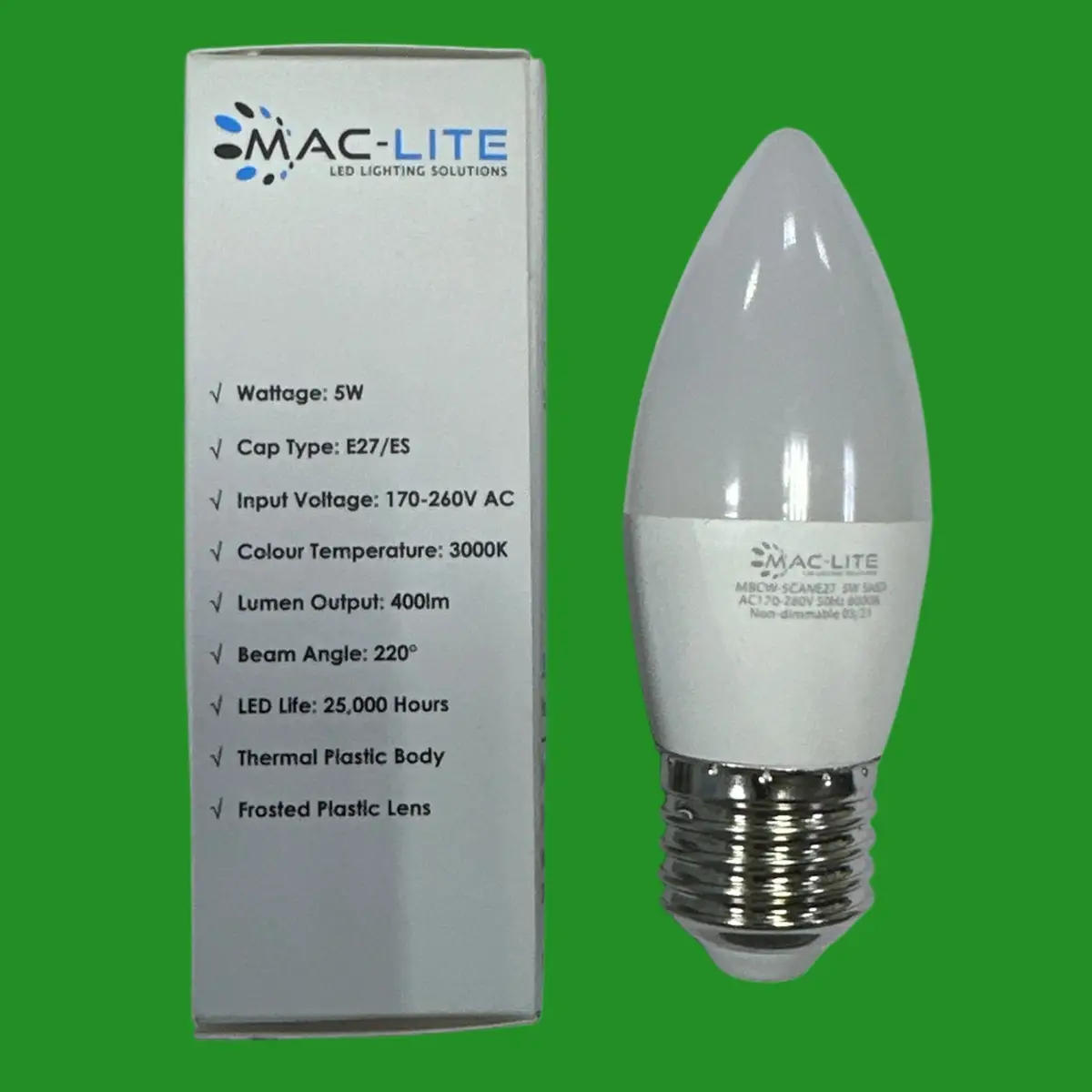 6x 5W (=40W) LED Candle Light Bulb 3000K Warm White ES E27 Edison Screw Lamp - image 2 | Free standard UK delivery included | Discount Quality Products