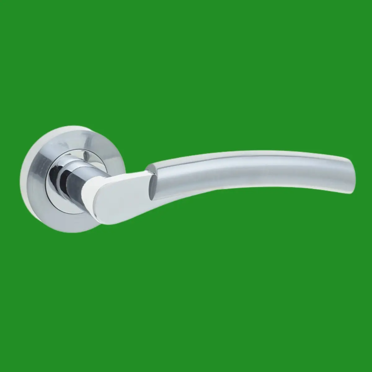 Frelan Capri Lever on Rose Door Handle Pair Set Satin Polished Chrome JV860PCSC