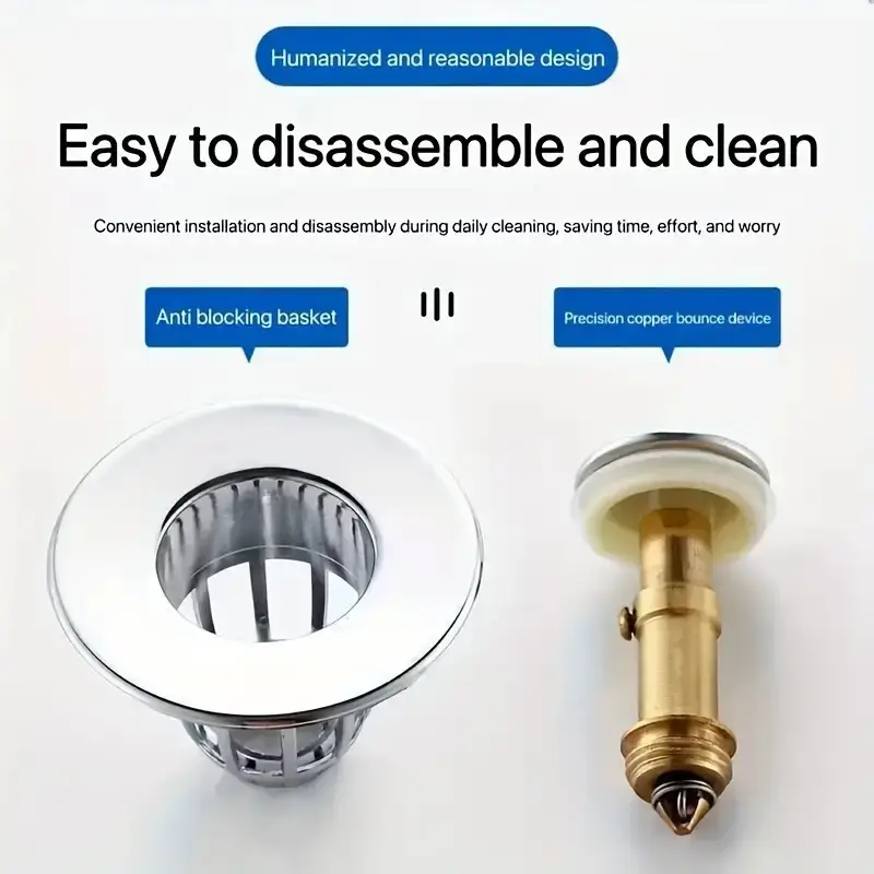 Bathroom Sink Stopper, Pop Up Bathroom Sink Plug, Press Type Sink Drain Stopper - image 4 | Free standard UK delivery included | Discount Quality Products