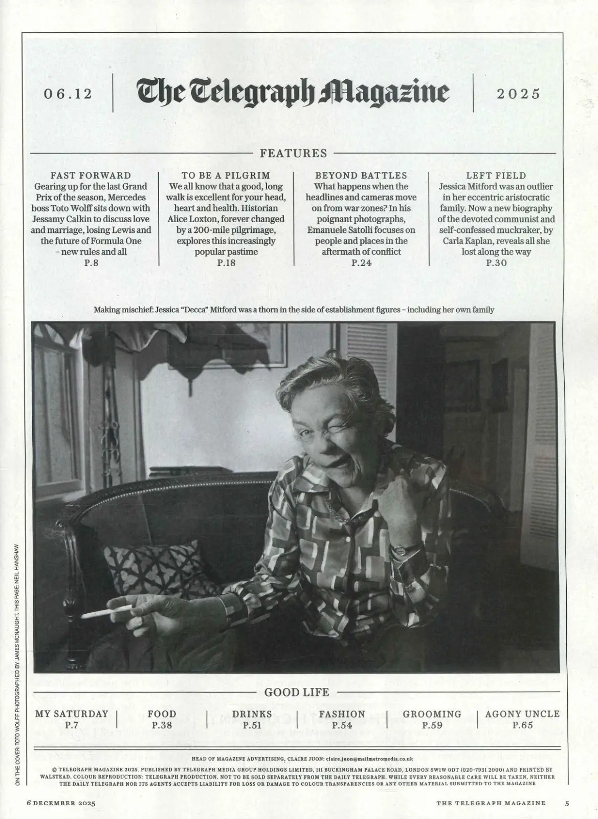 Telegraph Magazine: Toto Wolff, Rosemary Shrager, Jessica Mitford, 6.12.25 - image 3 | Free standard UK delivery included | Discount Quality Products