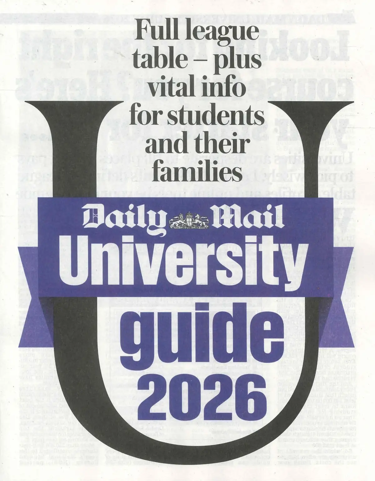Daily Mail Magazine University Guide 2026, Full League Table, Degrees, Education