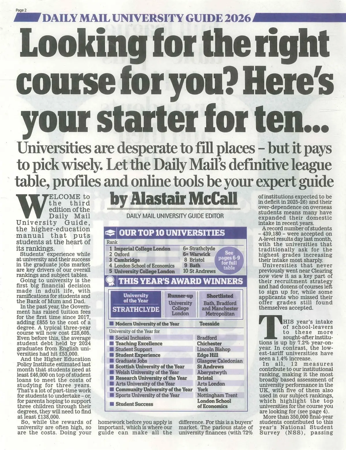 Daily Mail Magazine University Guide 2026, Full League Table, Degrees, Education - image 2 | Free standard UK delivery included | Discount Quality Products