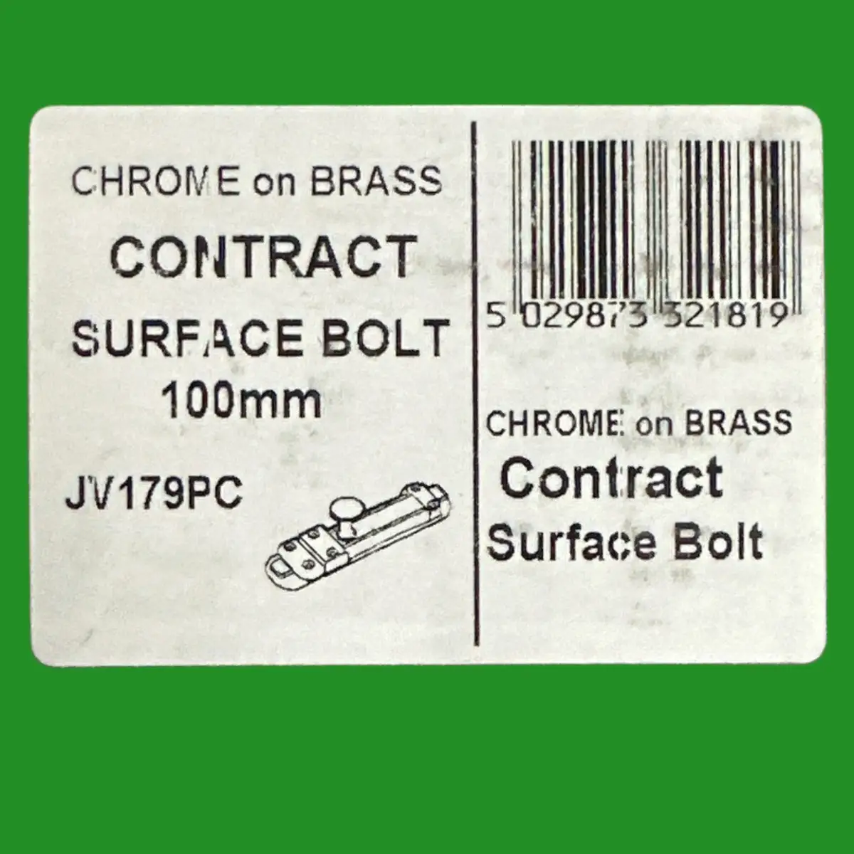 Frelan JEDO 100mm Contract Surface Door Bolt, Polished Chrome on Brass JV179PC - image 3 | Free standard UK delivery included | Discount Quality Products