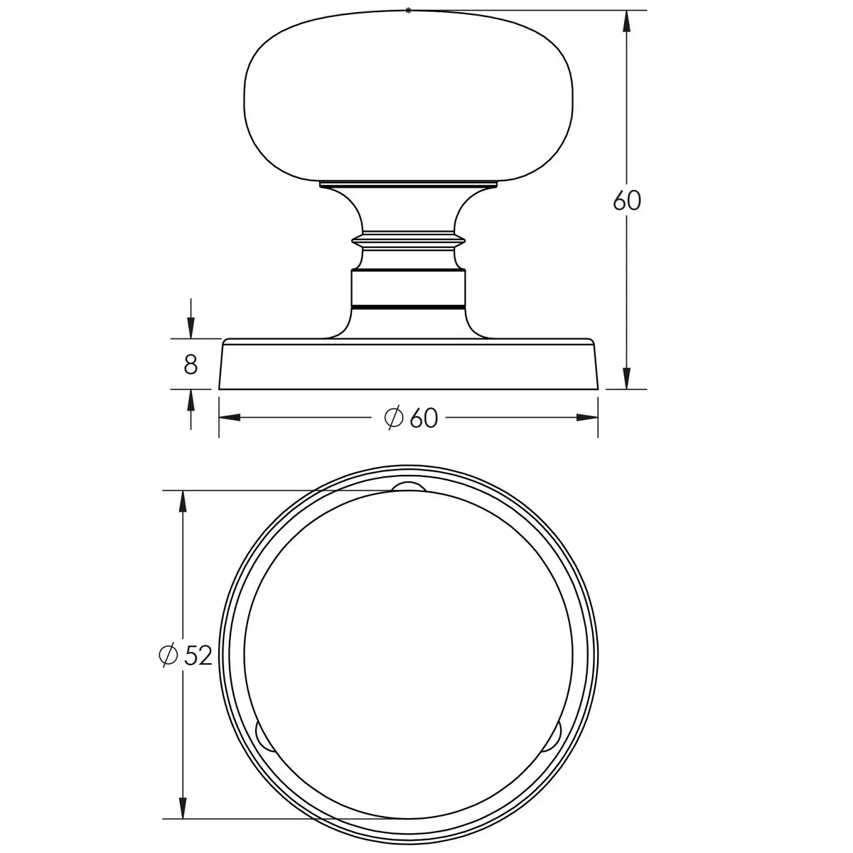 Frelan JEDO 60mm Mushroom Sprung Mortice Knob Pair Set, Satin Chrome, JV35BSC - image 2 | Free standard UK delivery included | Discount Quality Products