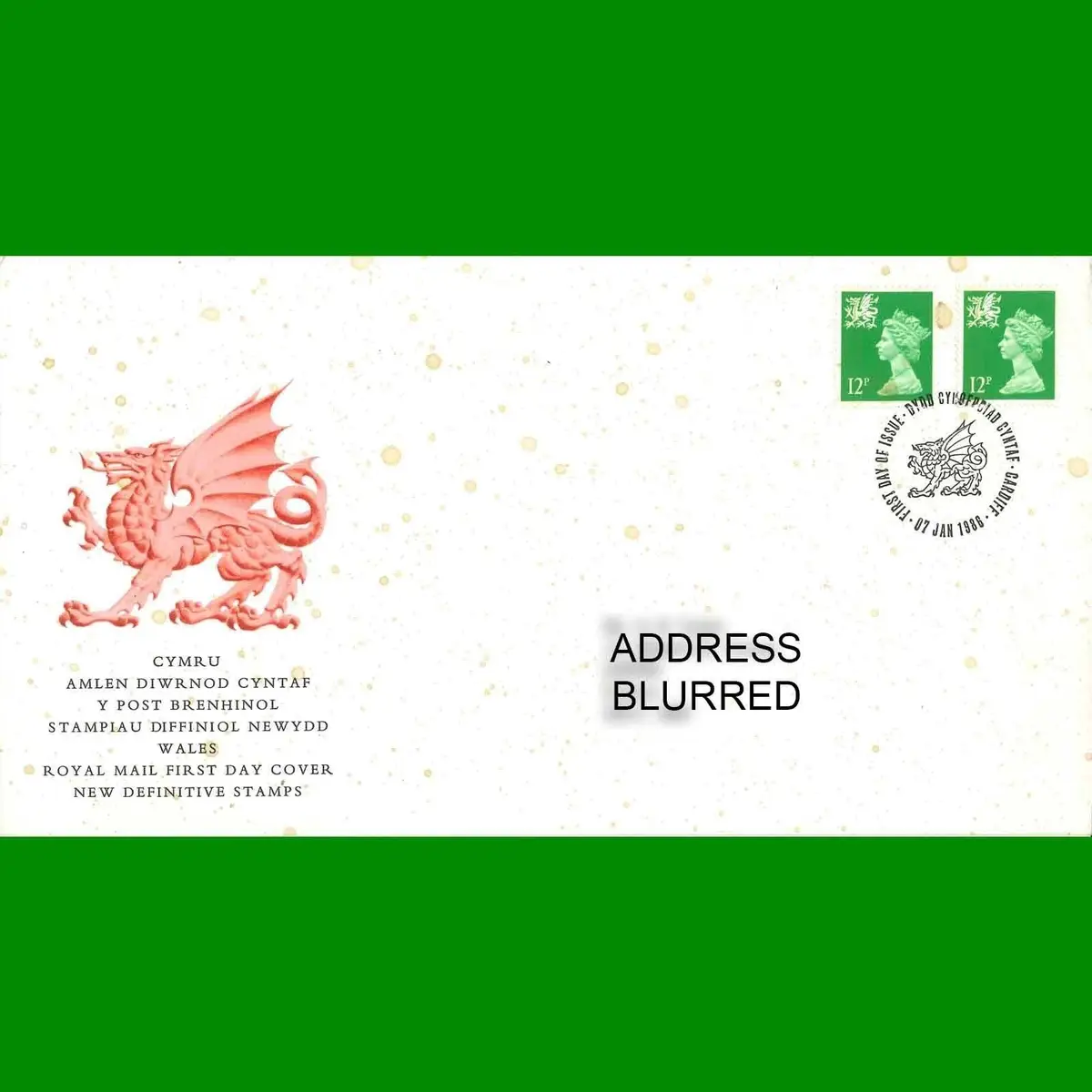FDC Wales Regional Definitive Royal Mail First Day Cover Stamps, 7.1.1986