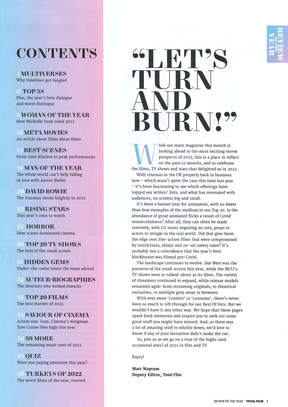 Total Film Magazine Review of the Year, Michelle Yeoh, Tom Cruise, Movies, 2022 - image 2 | Free standard UK delivery included | Discount Quality Products