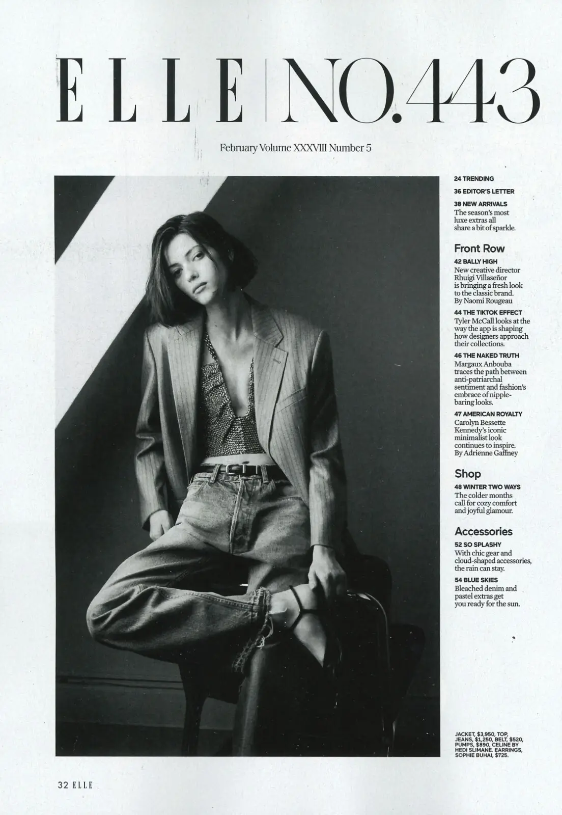 Elle USA Magazine Feb 2023, Kaia Gerber, Jordan Turpin, Carolyn Bessette-Kennedy - image 2 | Free standard UK delivery included | Discount Quality Products