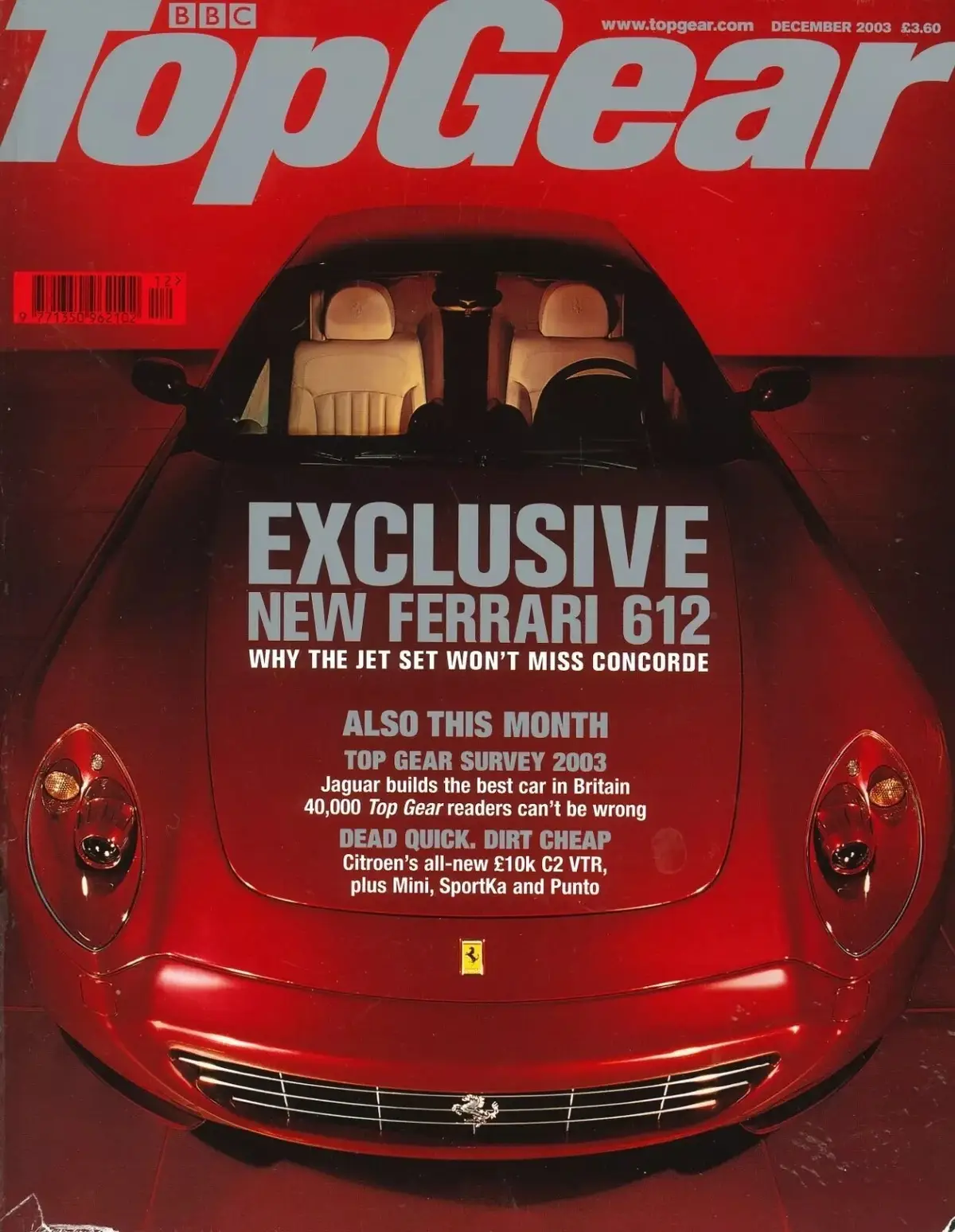 BBC Top Gear Magazine: Issue #123, Ferrari 612 Scaglietti, Jaguar, BMW, Dec 2003