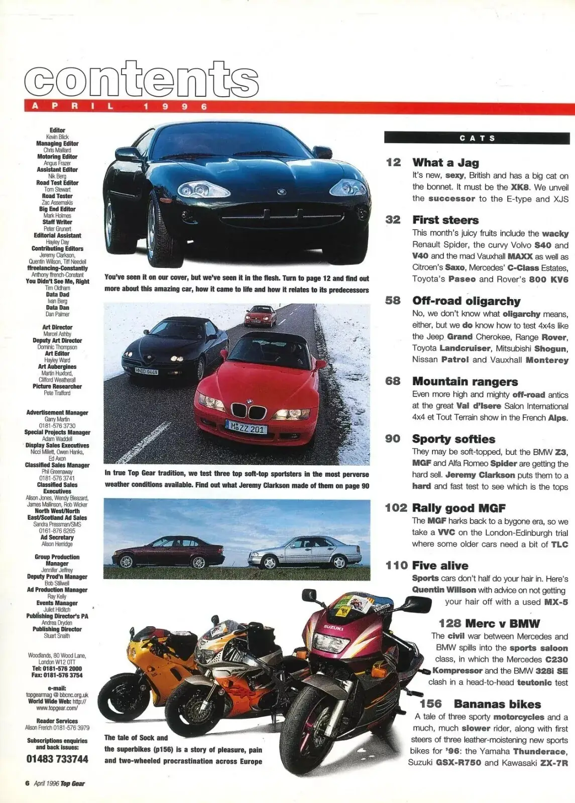 BBC Top Gear Magazine: Issue #31, Jaguar XK8, BMW Z3, Alfa Spider, April 1996 - image 2 | Free standard UK delivery included | Discount Quality Products
