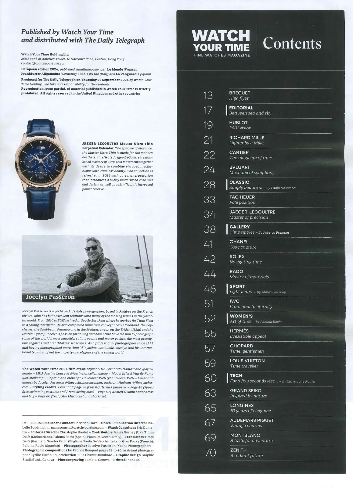 Watch Your Time Magazine: Fine Watches, Rolex, Chanel, Louis Vuitton, 26.9.24 - image 2 | Free standard UK delivery included | Discount Quality Products