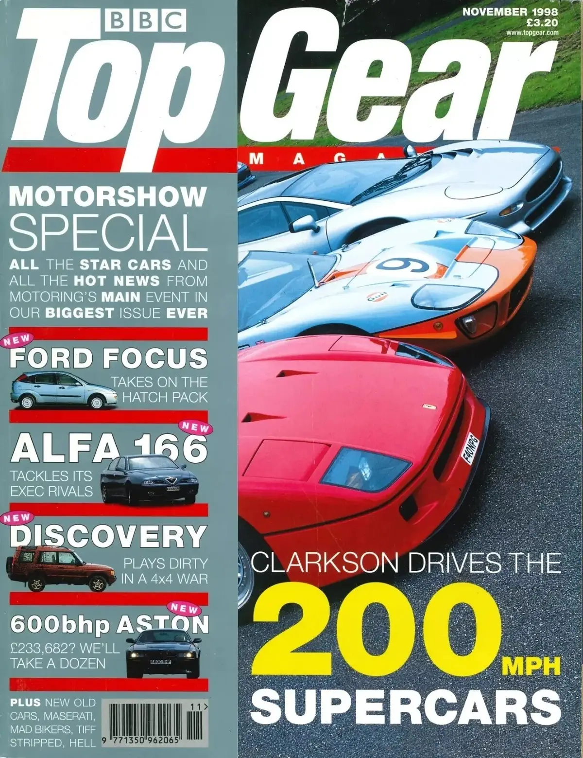 BBC Top Gear Magazine: Issue #62, Ford Focus, Alfa 166, Discovery 4x4, Nov 1998