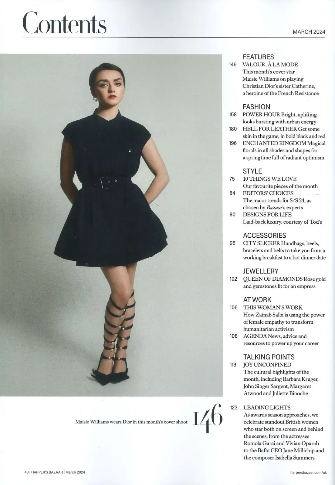 Harper's Bazaar Magazine: Maisie Williams, Romola Garai, V. Oparah, March 2024 - image 2 | Free standard UK delivery included | Discount Quality Products