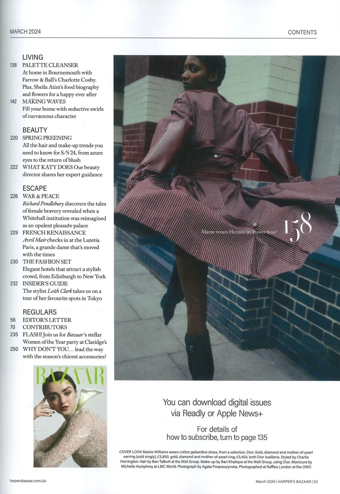 Harper's Bazaar Magazine: Maisie Williams, Romola Garai, V. Oparah, March 2024 - image 3 | Free standard UK delivery included | Discount Quality Products