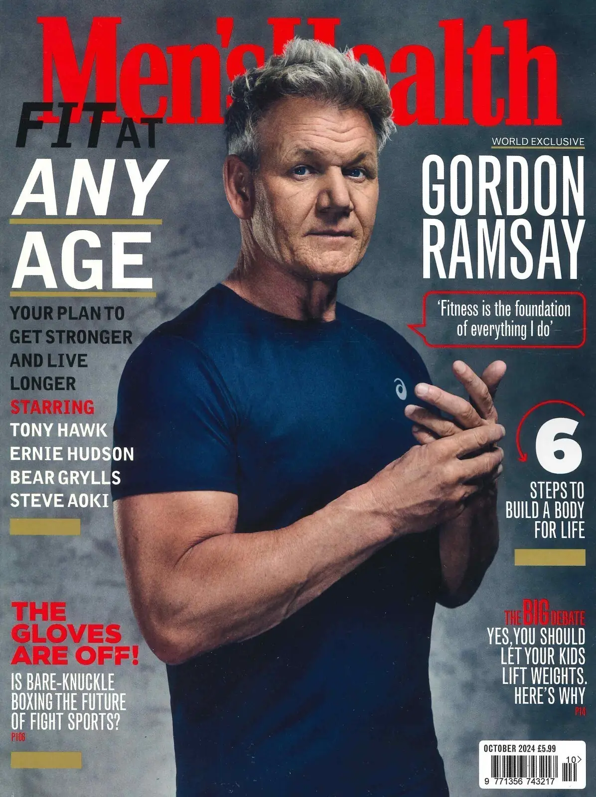 Men's Health Magazine: Gordan Ramsay, Tony Hawk, Ernie Hudson, Grylls, Oct 2024