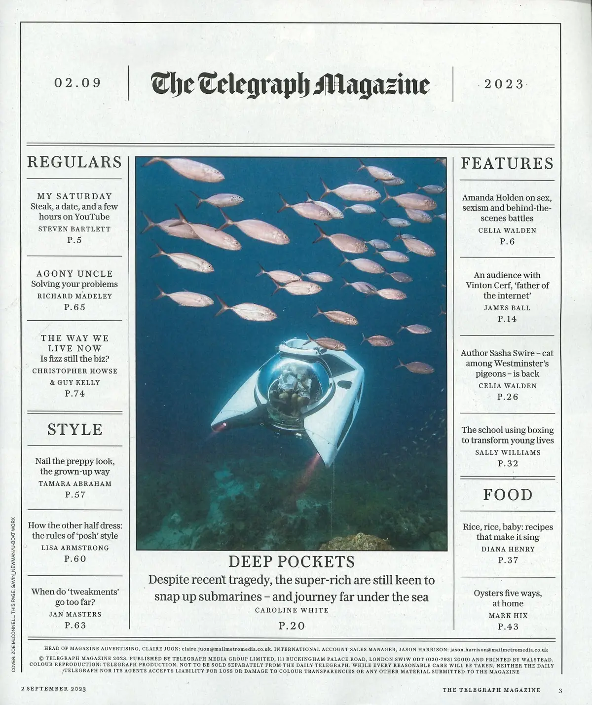 Telegraph Magazine, Amanda Holden, Vinton Cerf, Sasha Swire, Mark Hix, 2.9.23 - image 2 | Free standard UK delivery included | Discount Quality Products