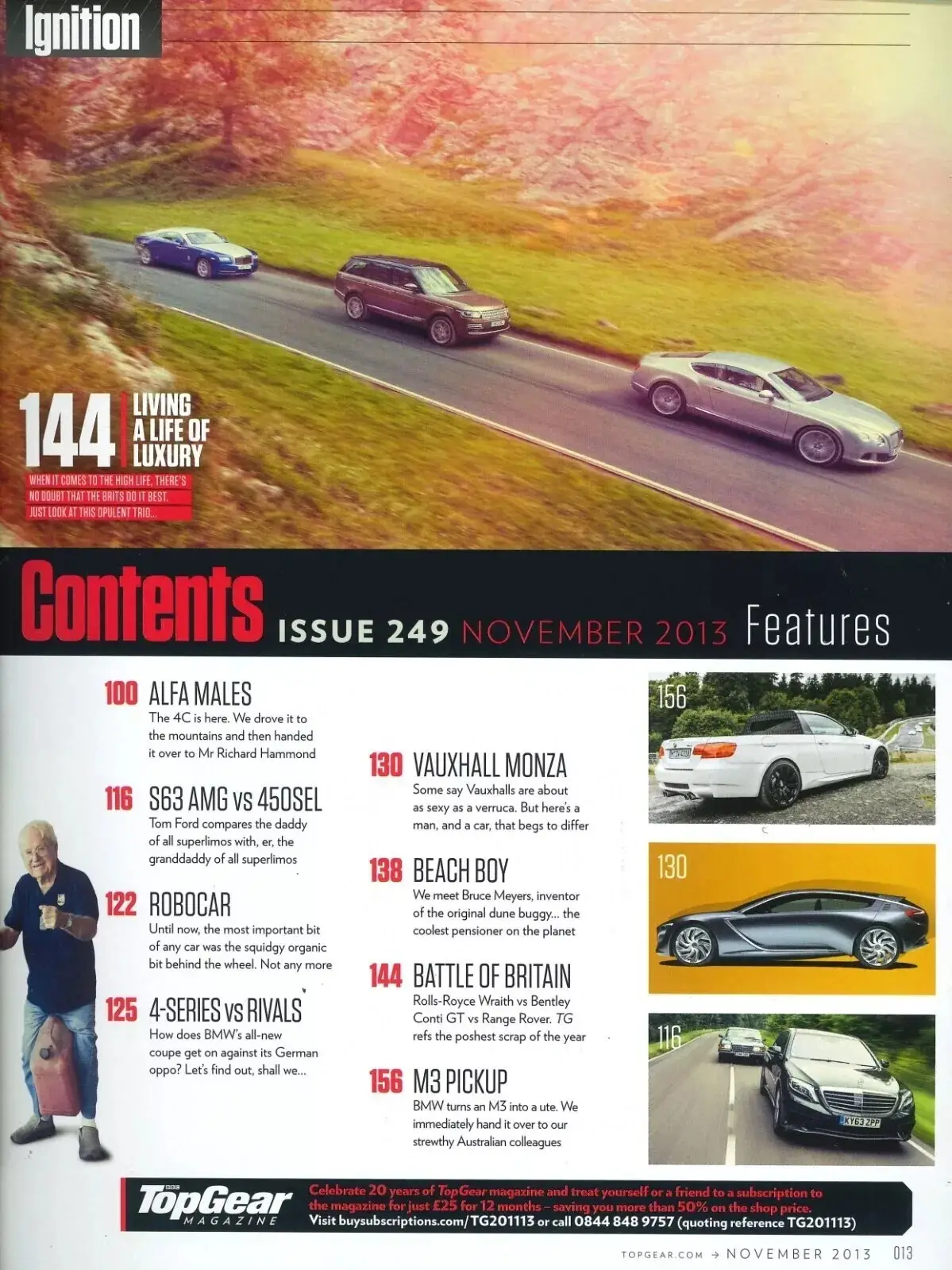 BBC Top Gear Magazine Issue 249, Alfa 4C, MG3, Audi A3, Nov 2013 (Wear & Tear) - image 2 | Free standard UK delivery included | Discount Quality Products
