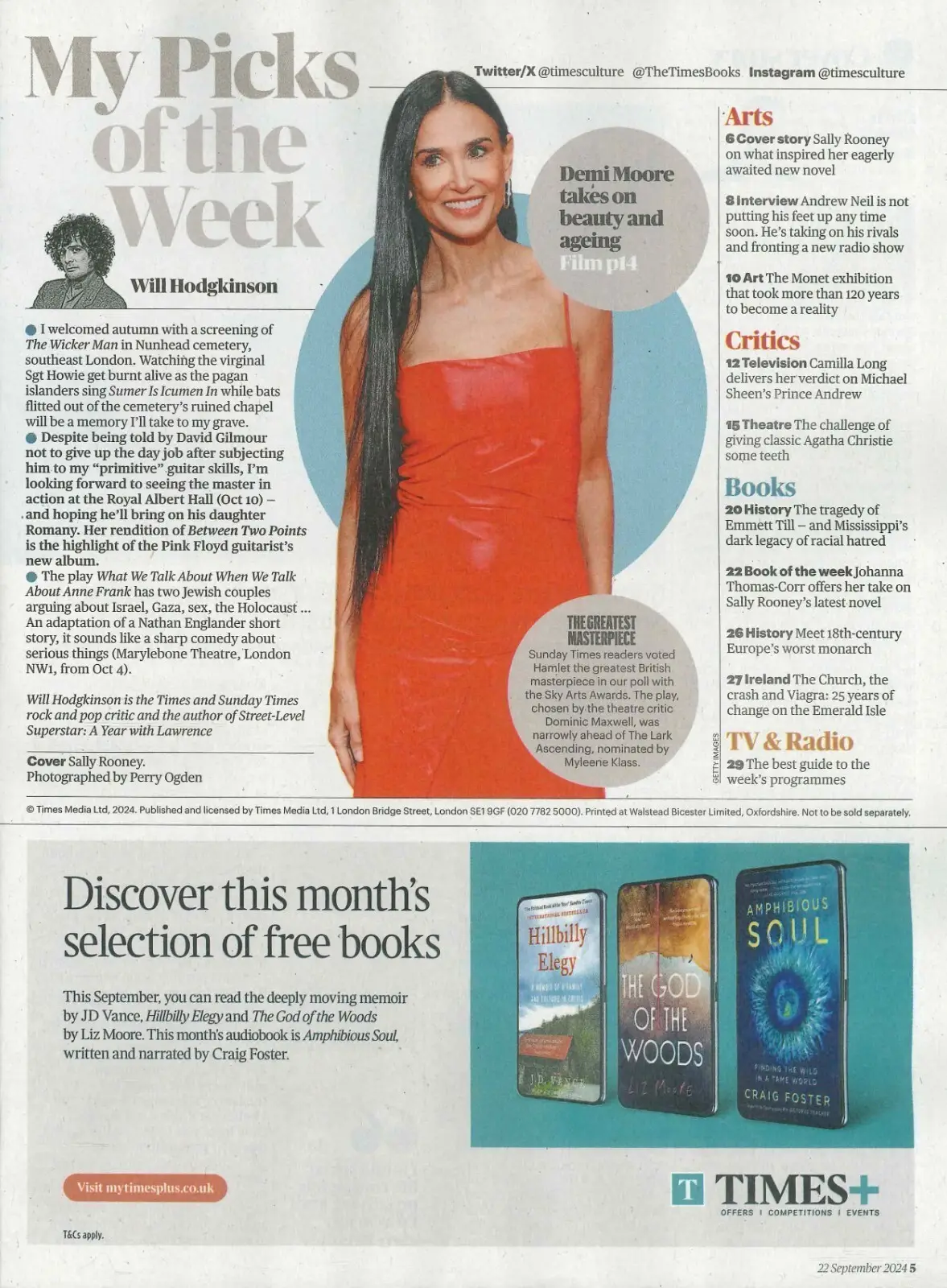 Sunday Times Culture Magazine: Sally Rooney, Demi Moore, Andrew Neil, 22.9.24 - image 2 | Free standard UK delivery included | Discount Quality Products