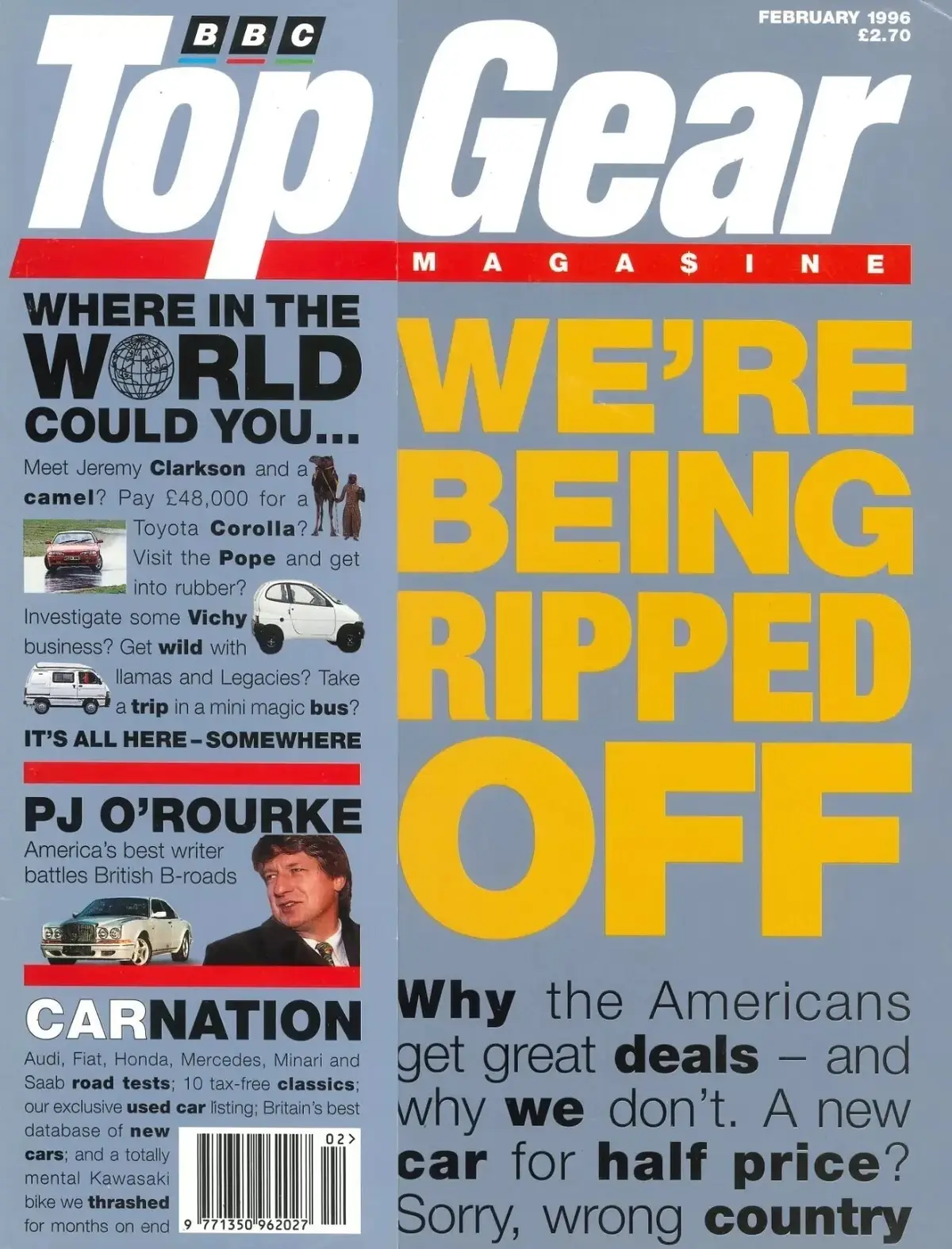 BBC Top Gear Magazine Issue #29, Jeremy Clarkson, Toyota Corolla, Merc, Feb 1996