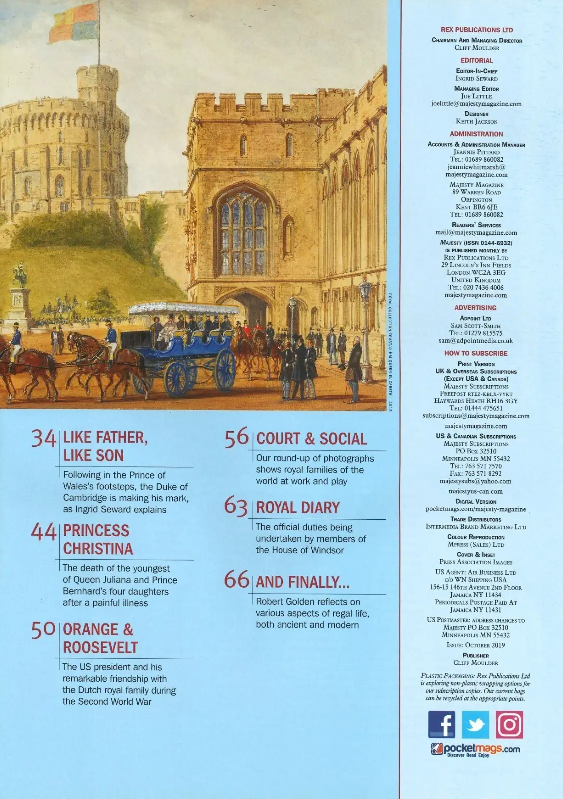Majesty Magazine, Prince William, King Charles, Camilla, Elizabeth, Oct 2019 - image 3 | Free standard UK delivery included | Discount Quality Products