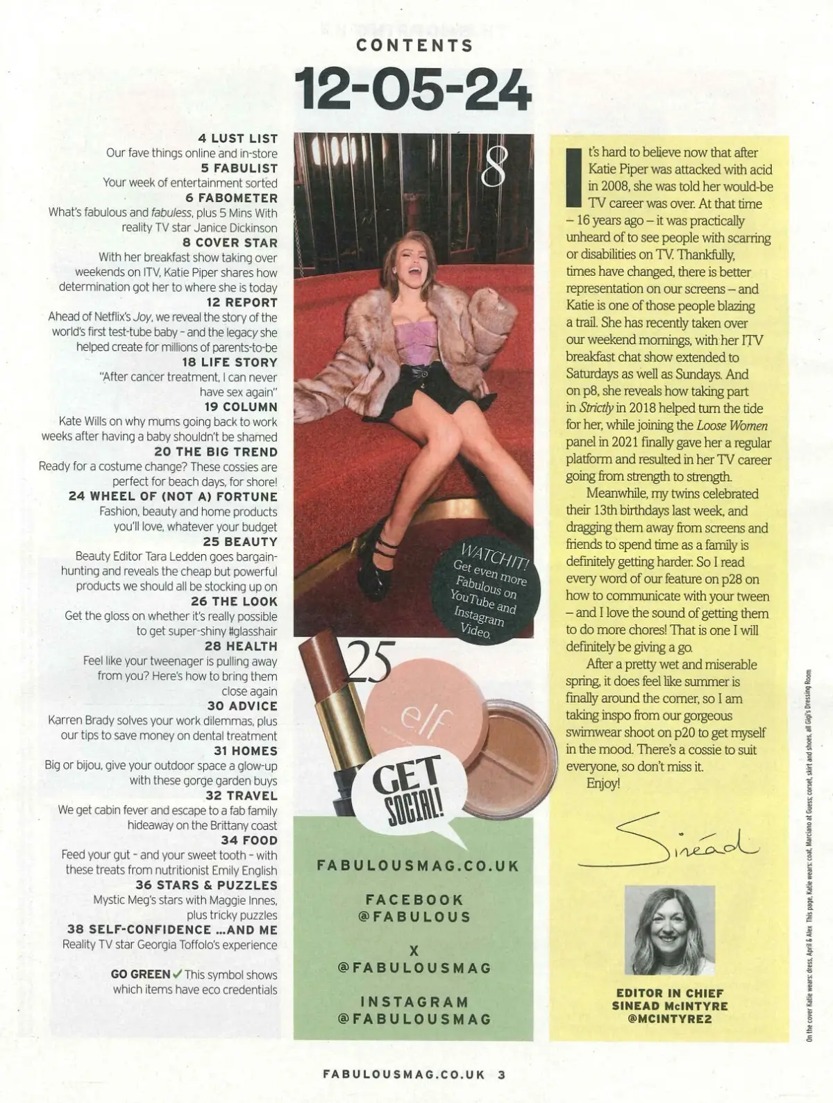 Fabulous Magazine: Katie Piper, Janice Dickinson, Georgia Toffolo, Style 12.5.24 - image 2 | Free standard UK delivery included | Discount Quality Products