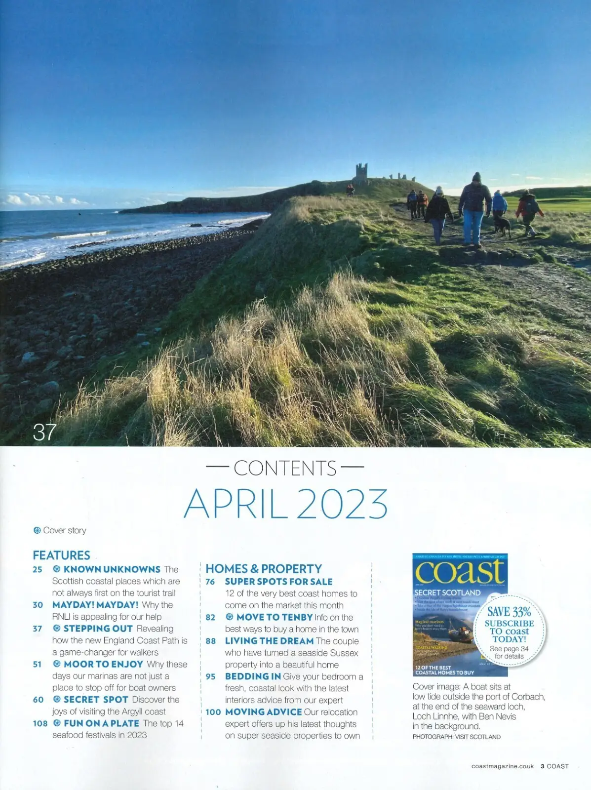 Coast Magazine, Scotland, Seaside Homes, Festival, Travel, Holiday, April 2023 - image 2 | Free standard UK delivery included | Discount Quality Products
