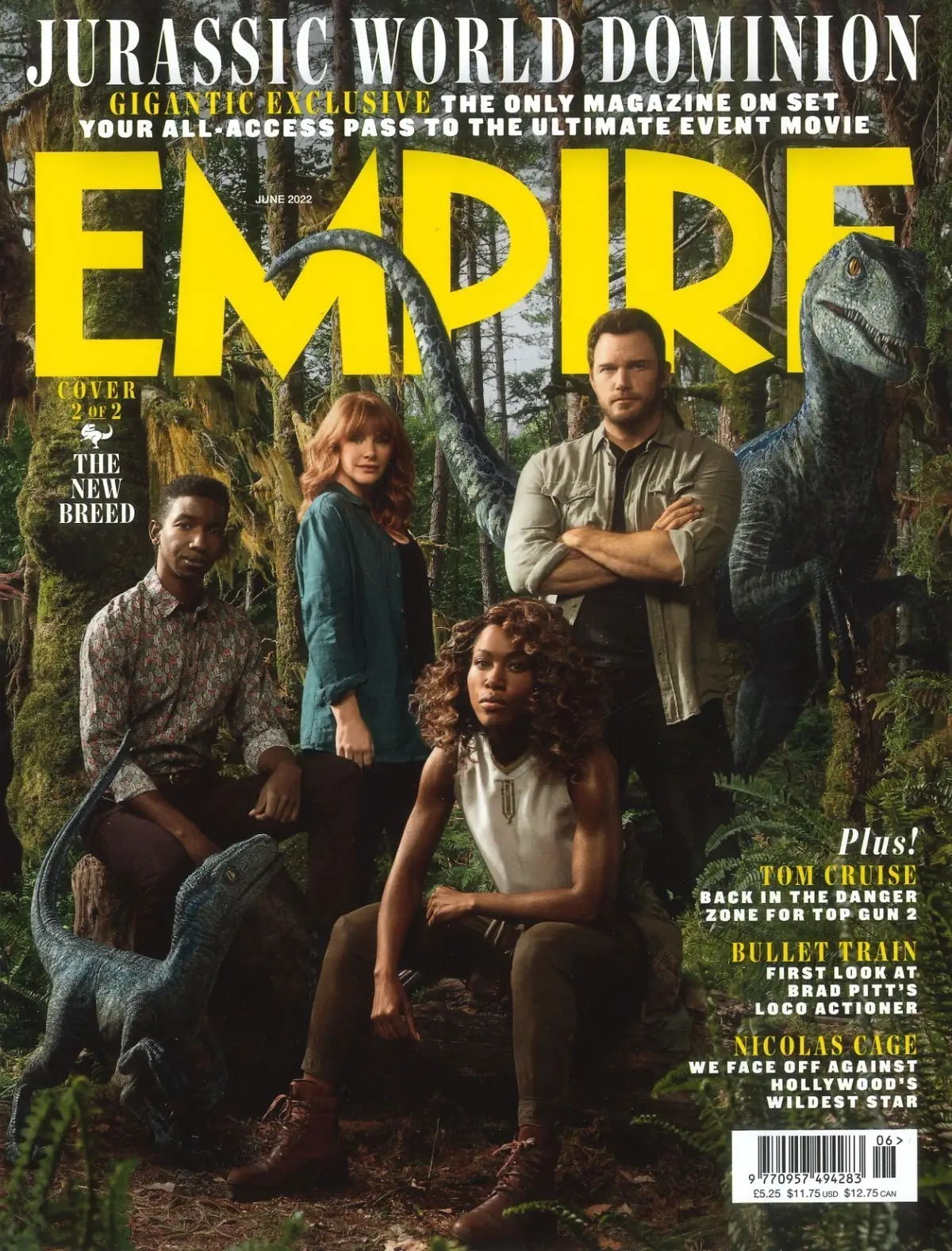 Empire Magazine Jurassic World Dominion Brad Pitt, Tom Cruise Top Gun, June 2022
