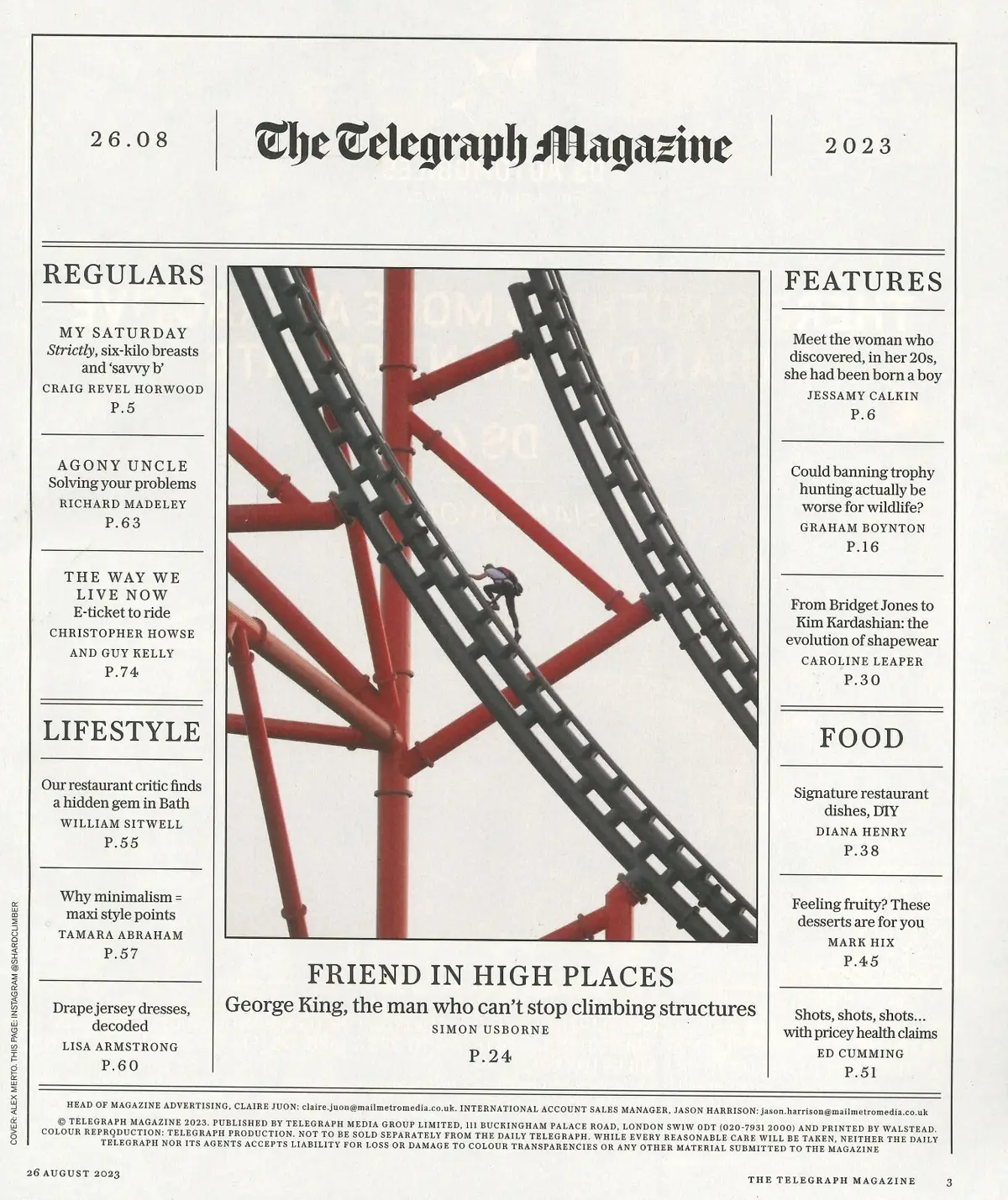 Telegraph Magazine, Sophie Ottaway, George King, Daina Henry, Graham, 26.8.23 - image 2 | Free standard UK delivery included | Discount Quality Products