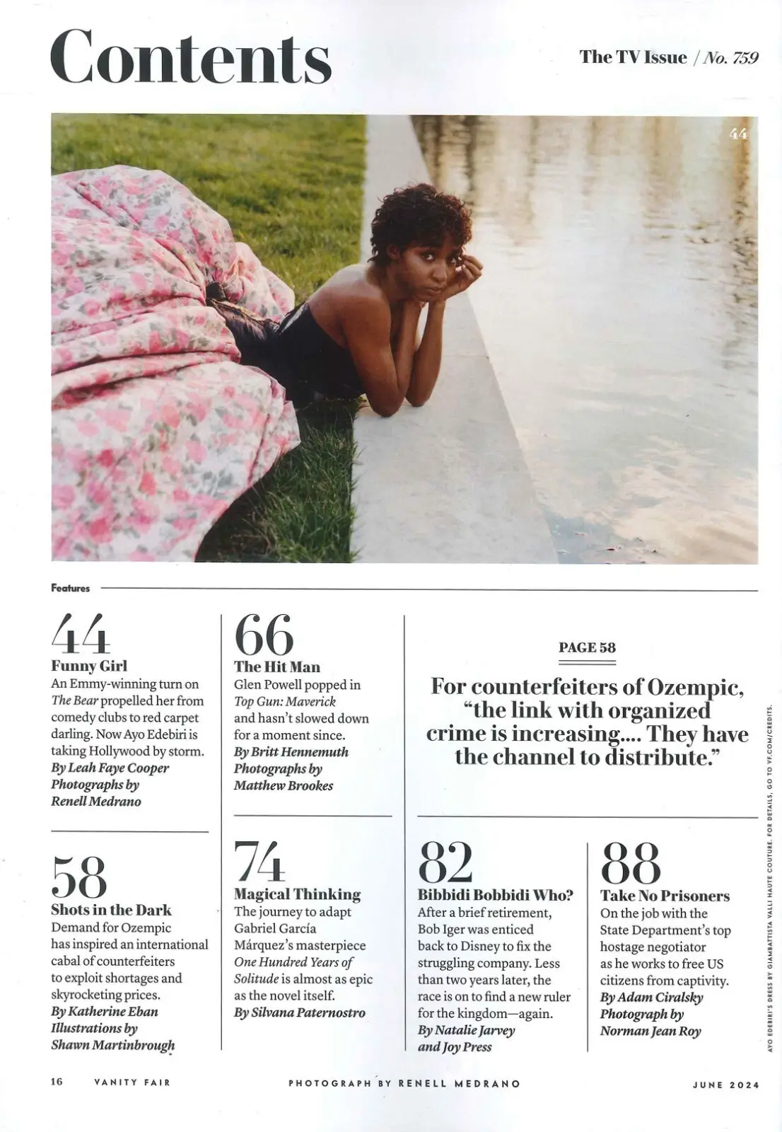 Vanity Fair Magazine: Ayo Edebiri, Nicholas Galitzine, Glen Powell, June 2024 - image 3 | Free standard UK delivery included | Discount Quality Products