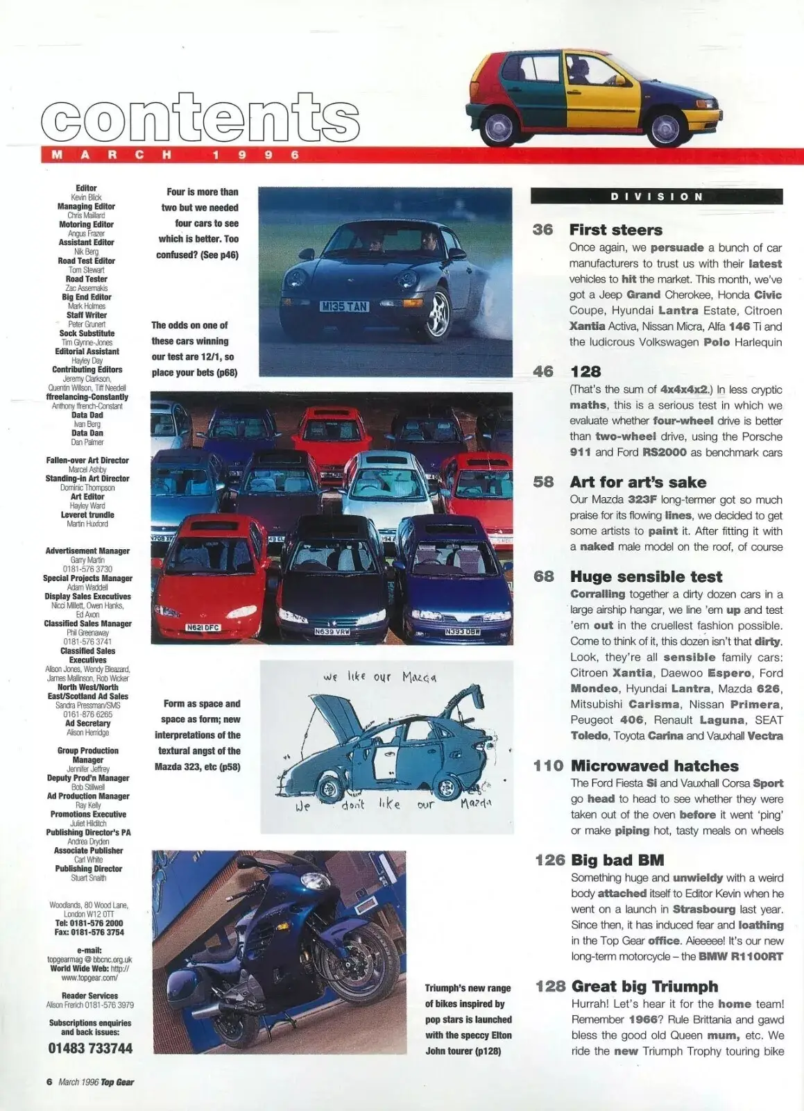 BBC Top Gear Magazine: Issue #30, Porsche 911, Mazda 323F, BMW, F1, March 1996 - image 2 | Free standard UK delivery included | Discount Quality Products