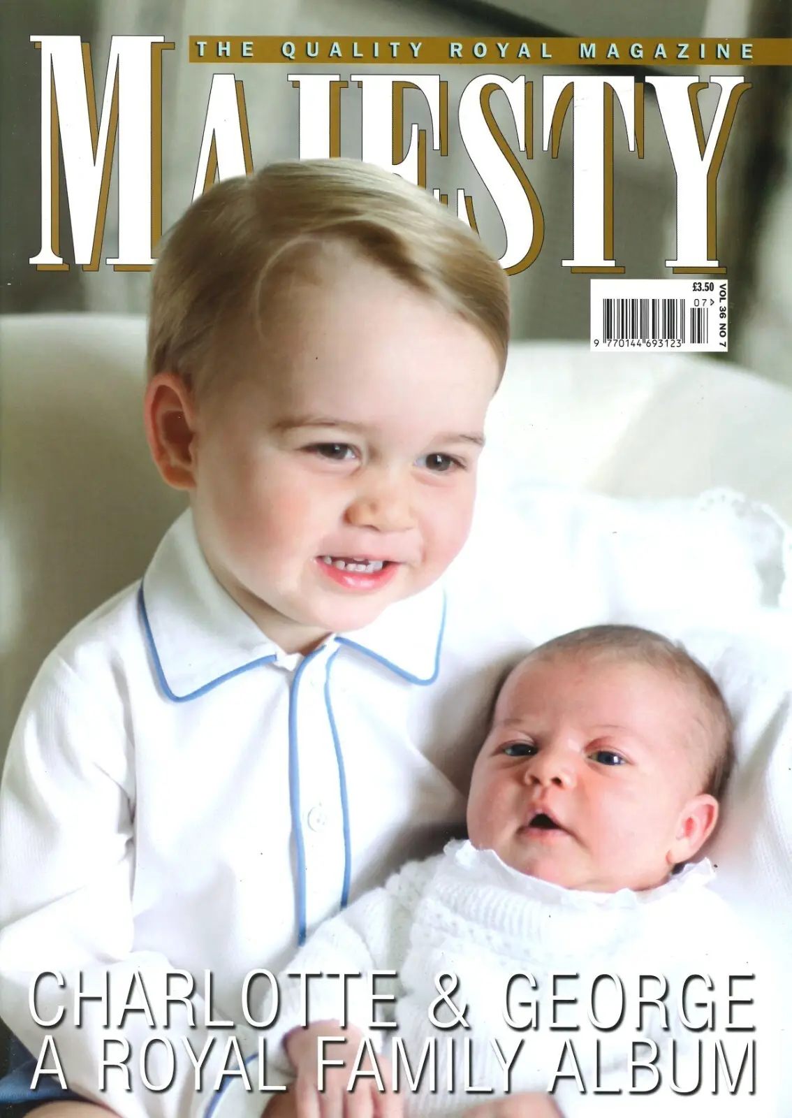 Majesty Magazine, Princess Charlotte, Prince George, Queen Elizabeth, July 2015