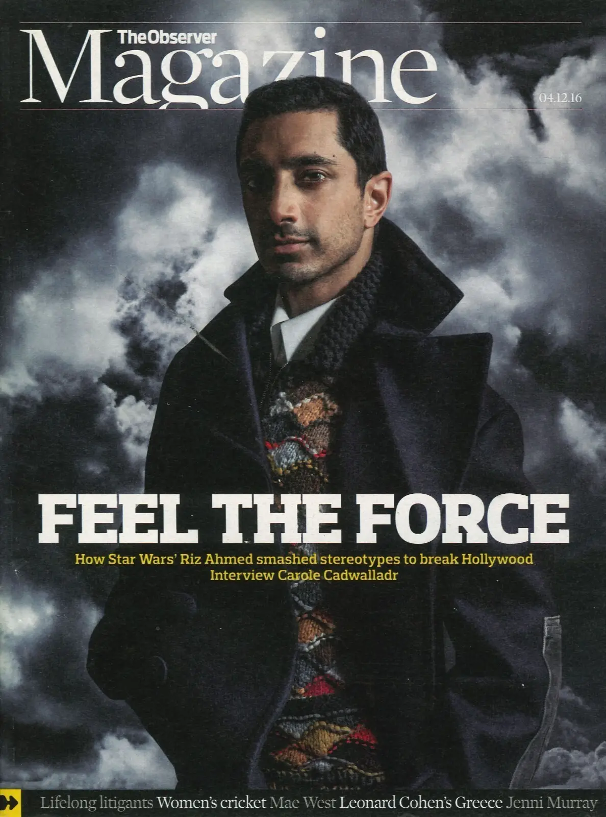 Observer Magazine, Riz Ahmed, Jenni Murray, Mae West, Trump's Rise, 4.12.16