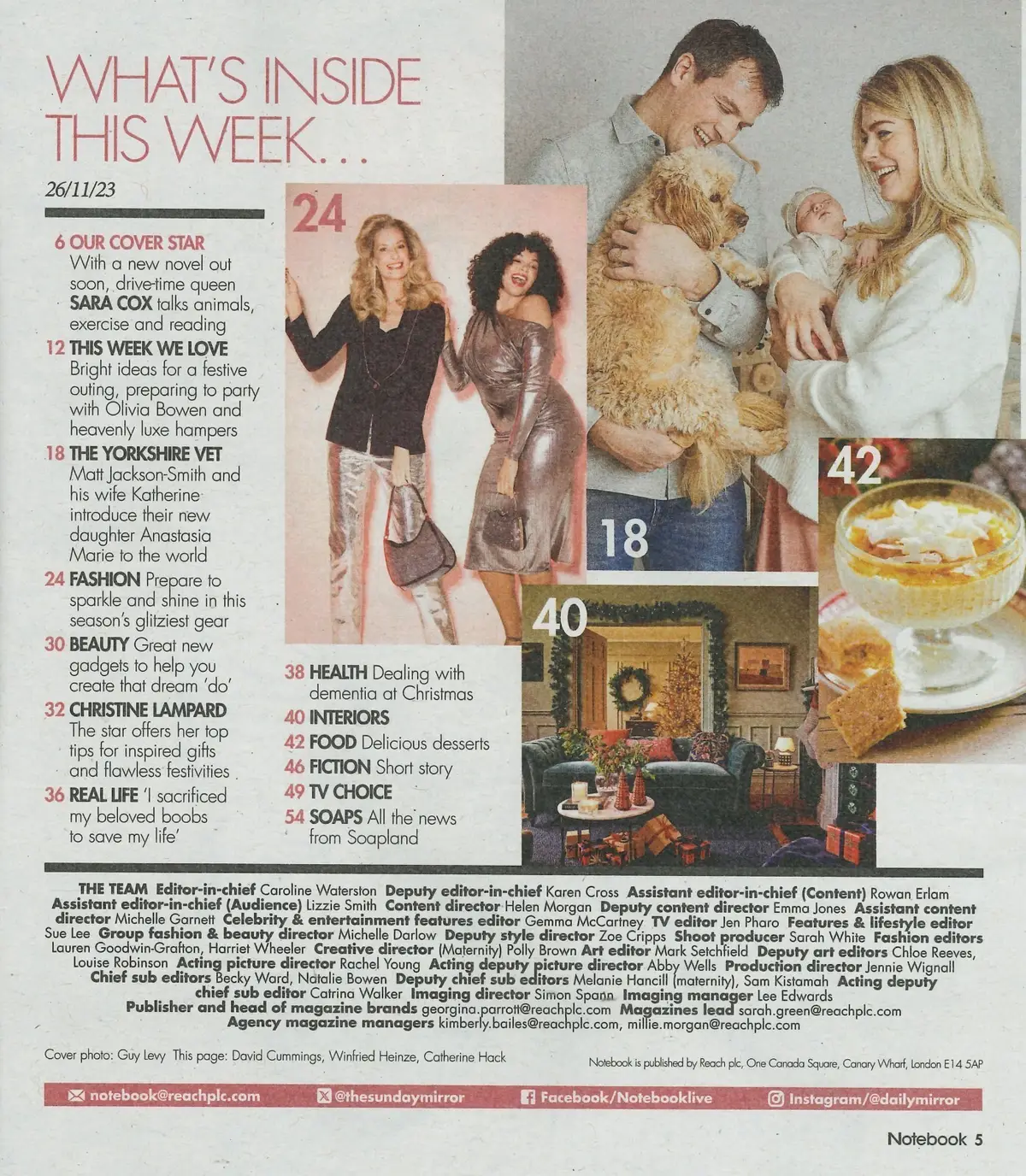 Sunday Mirror Notebook Magazine: Sara Cox, Christine Lampard, Fashion, 26.11.23 - image 2 | Free standard UK delivery included | Discount Quality Products