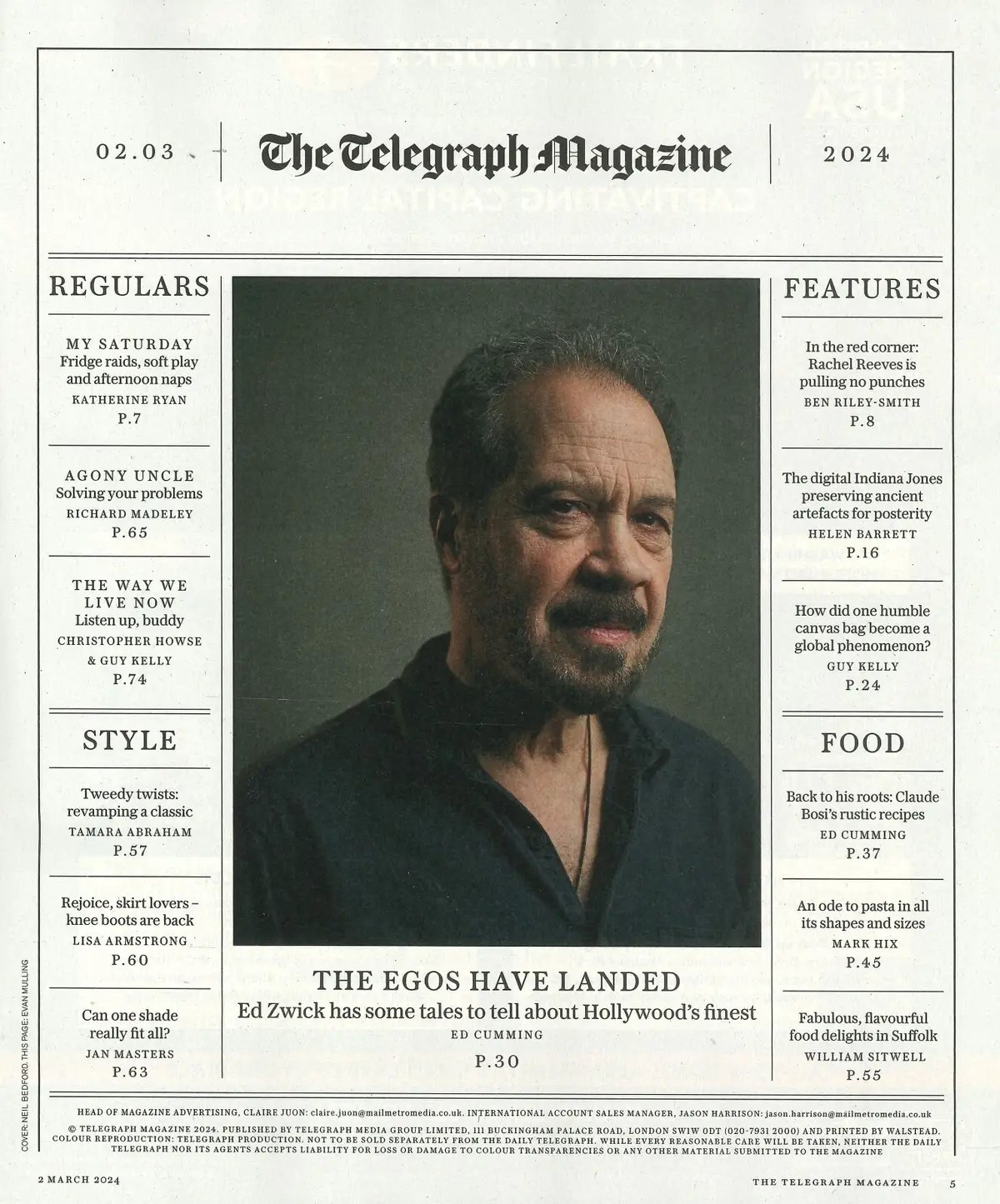 Telegraph Magazine Rachel Reeves, Edward Zwick, Katherine Ryan, R.Madeley 2.3.24 - image 2 | Free standard UK delivery included | Discount Quality Products