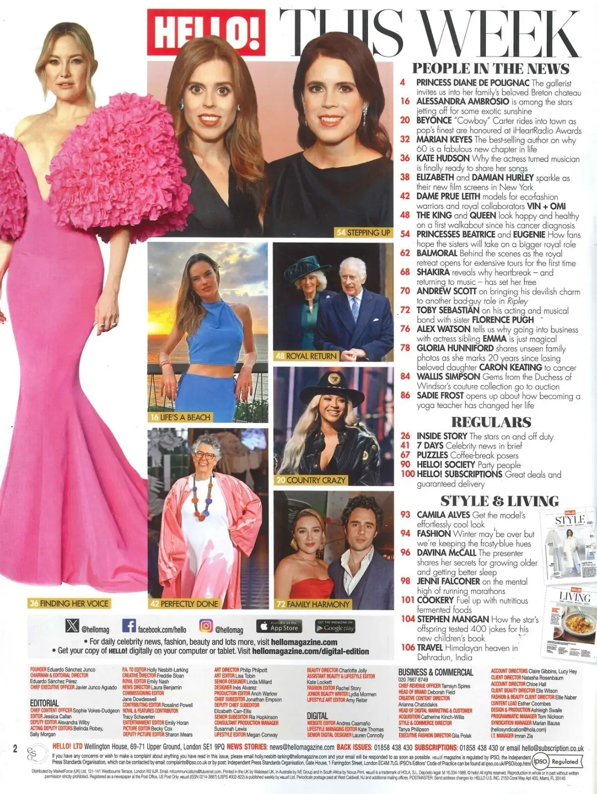 HELLO! Magazine: Beatrice & Eugenie, King Charles, Beyoncé, Shakira, 15.4.24 - image 2 | Free standard UK delivery included | Discount Quality Products