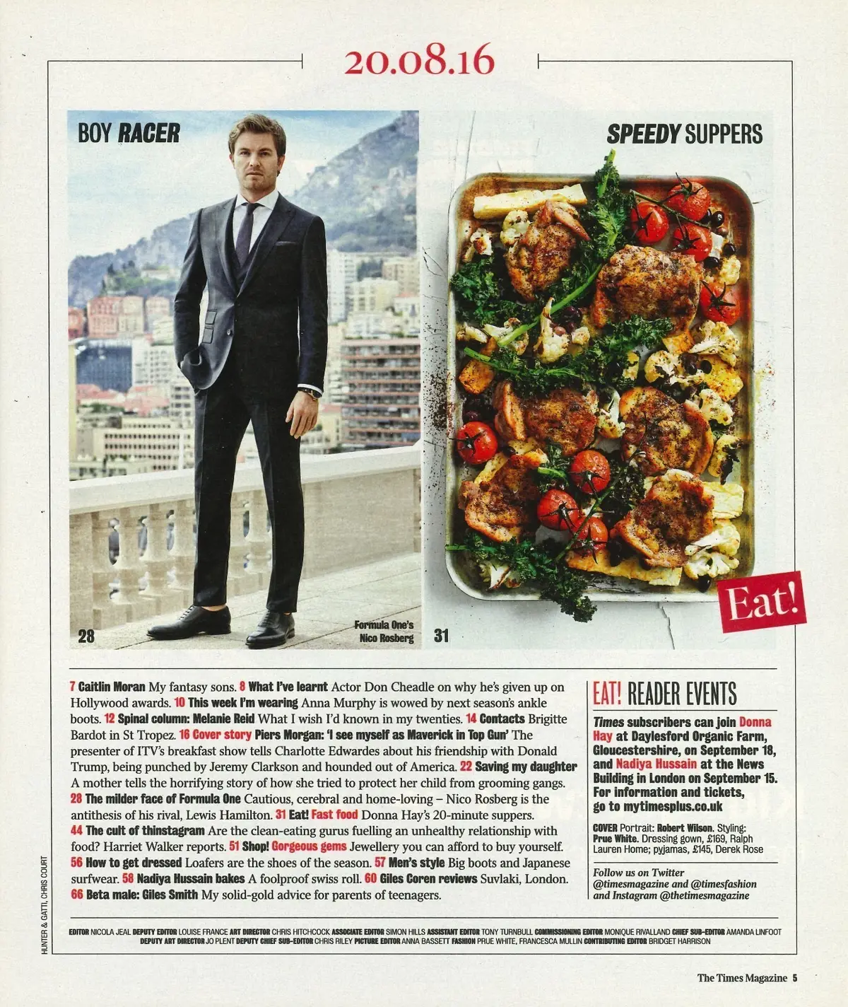 Times Magazine, Piers Morgan, Don Cheadle, Brigitte Bardot, Formula 1, 20.8.16 - image 2 | Free standard UK delivery included | Discount Quality Products