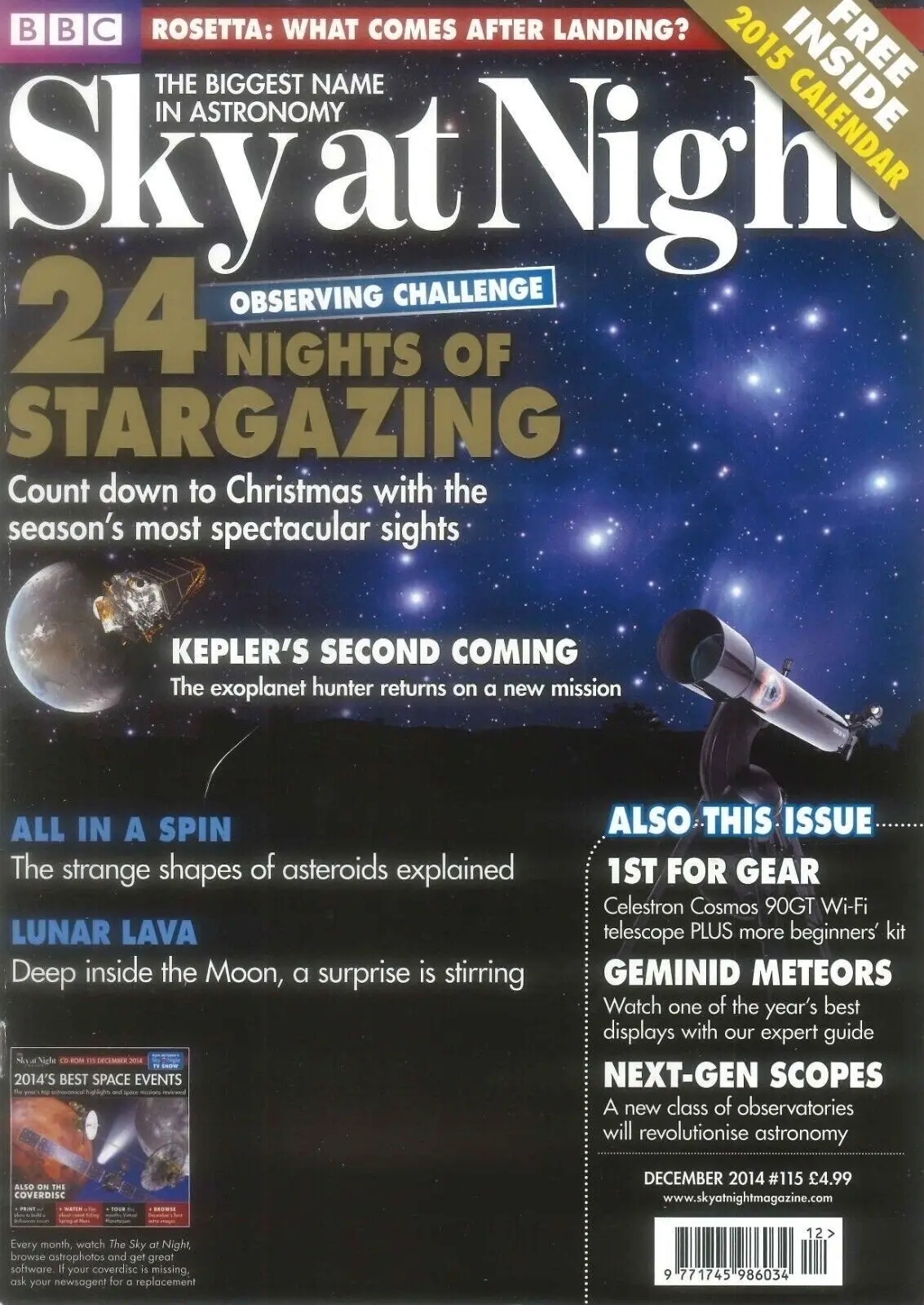 BBC Sky at Night Astronomy Magazine #115, Stargazing, Kepler, Moon December 2014