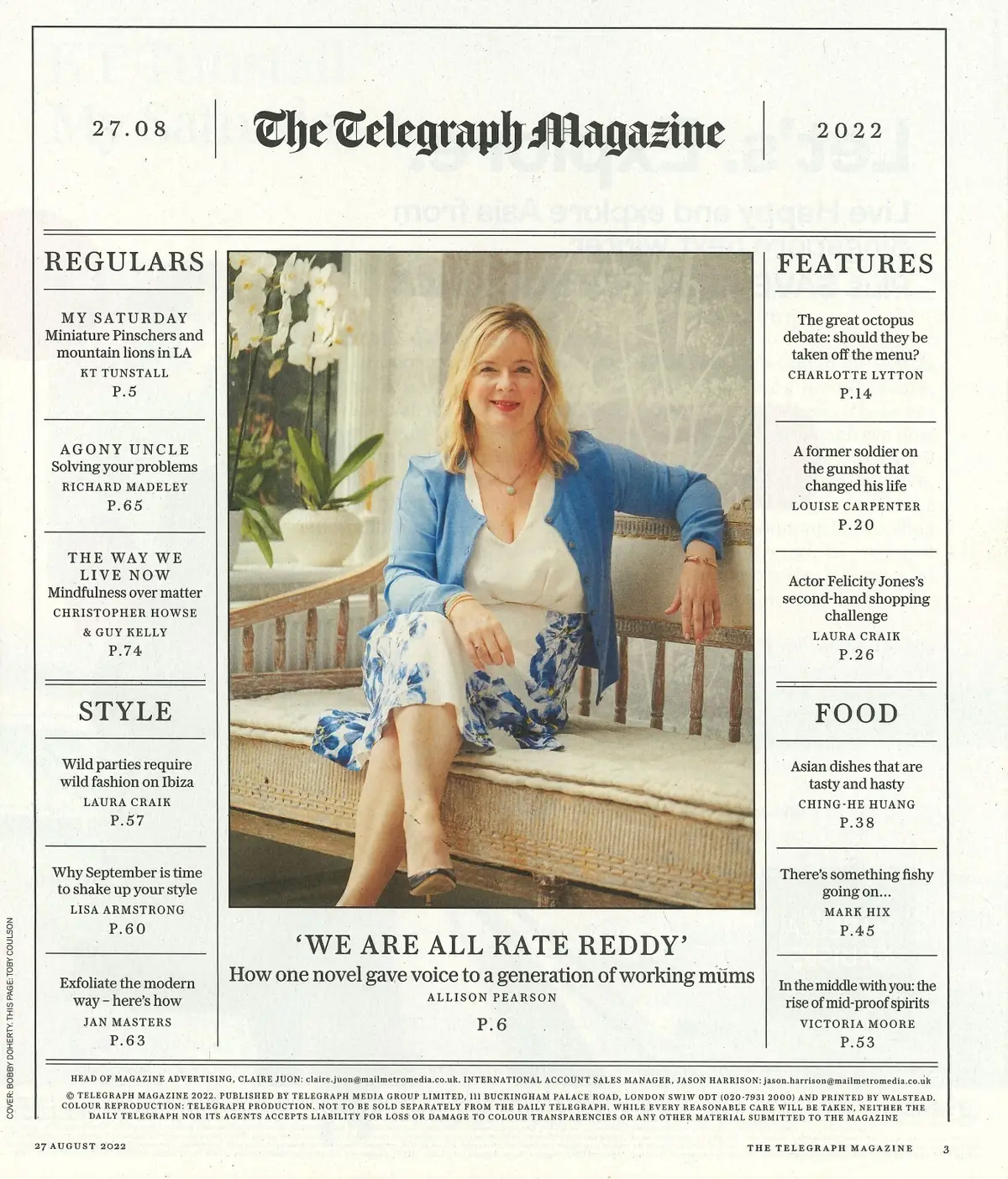 Telegraph Magazine: KT Tunstall, Felicity Jones, Kate Reddy, Mark Hix, 27.8.22 - image 2 | Free standard UK delivery included | Discount Quality Products