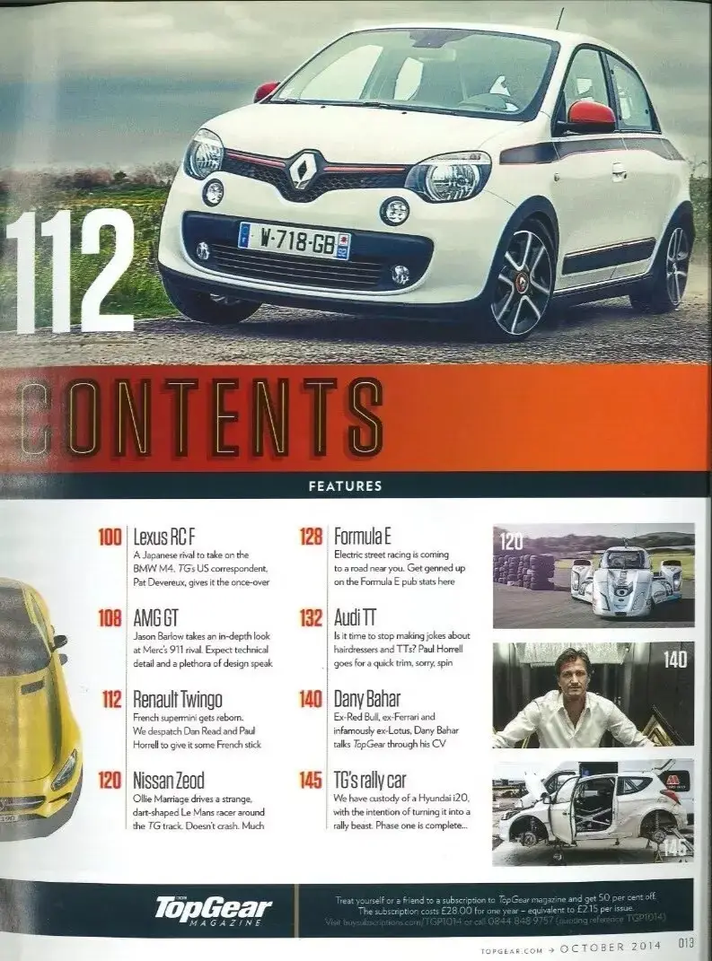 BBC Top Gear Magazine #261, Lexus RCF, AMG GT, Nissan, Oct 2014 (Slight Wear) - image 3 | Free standard UK delivery included | Discount Quality Products